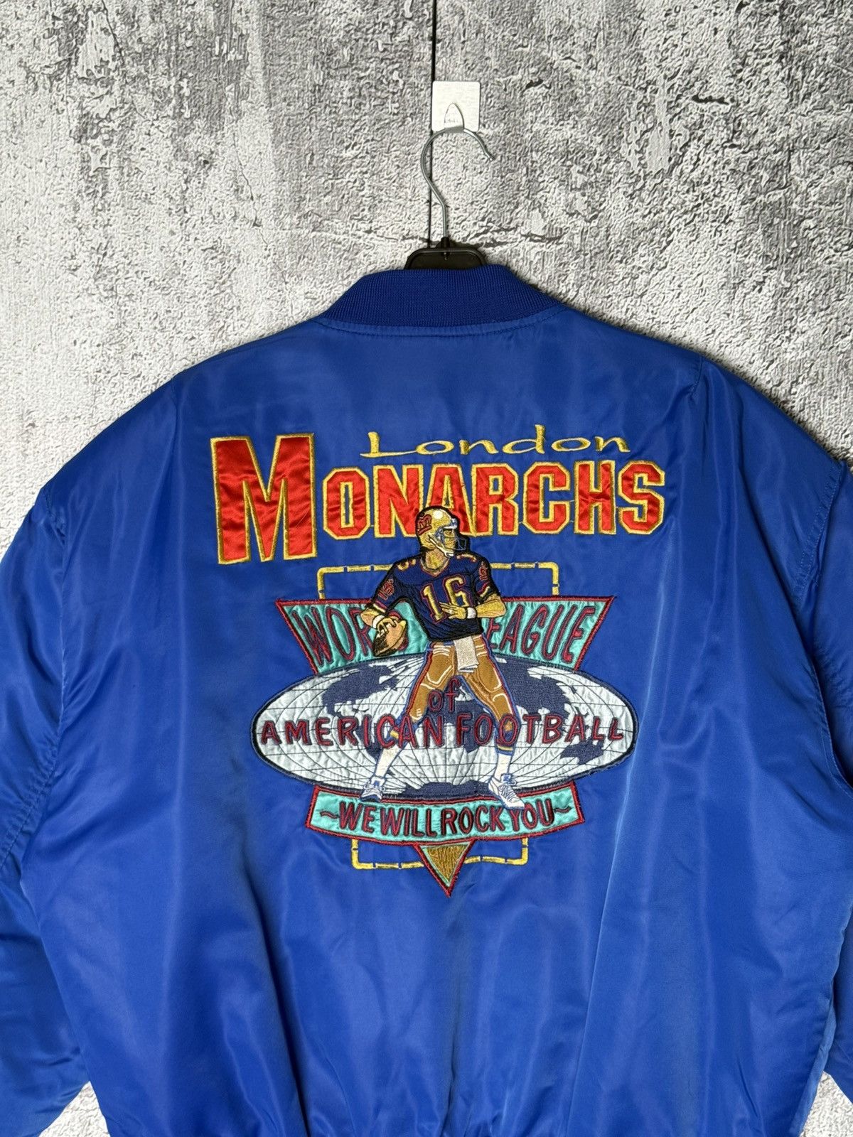 Starter Vintage London Monarchs Wolrd League NFL Bomber Jacket Size US L / EU 52-54 / 3 - 3 Thumbnail