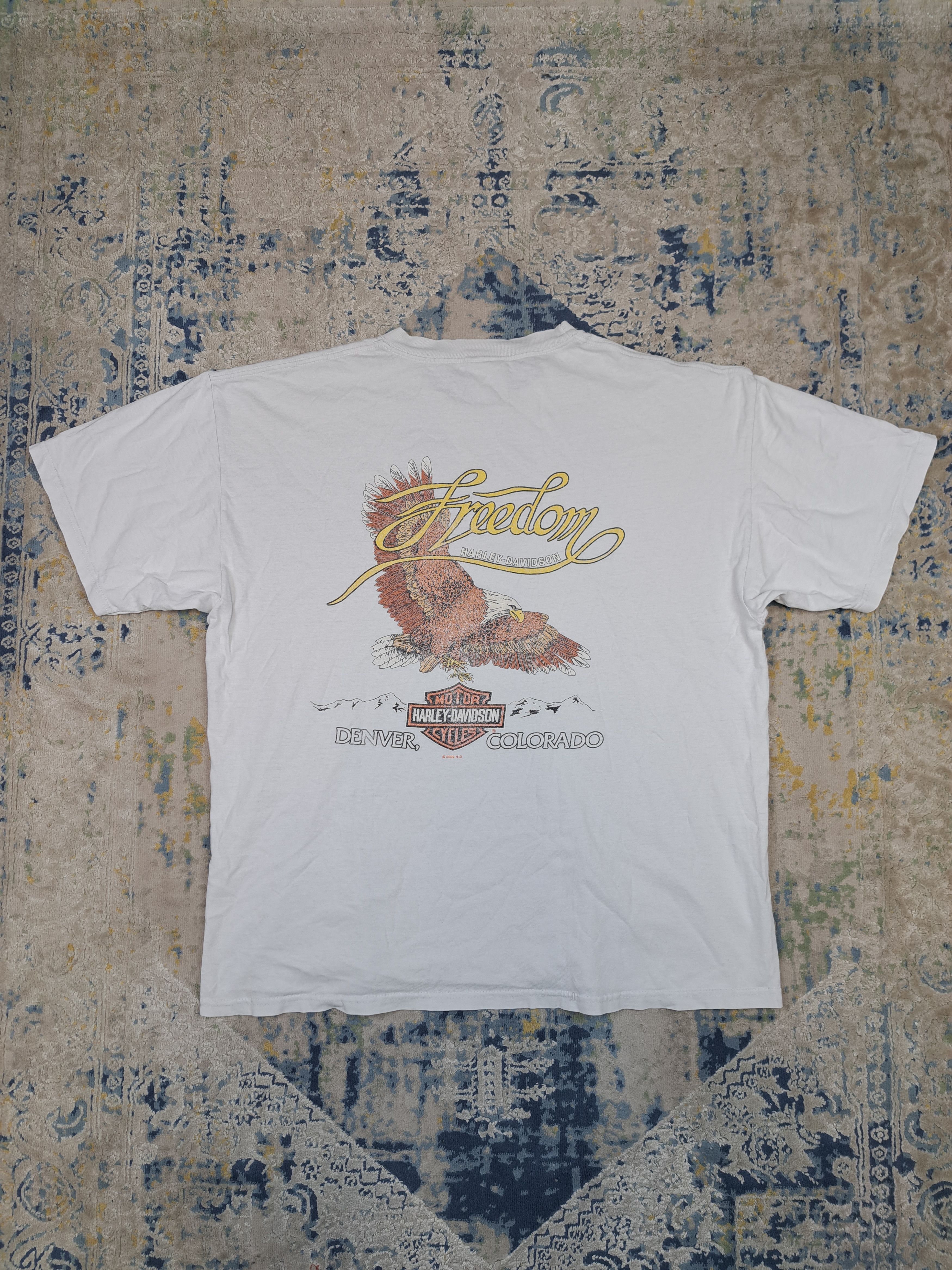 Harley Davidson Vintage 2002 Harley Davidson Eagle Freedom Tee Motorcycle Size US XL / EU 56 / 4 - 1 Thumbnail