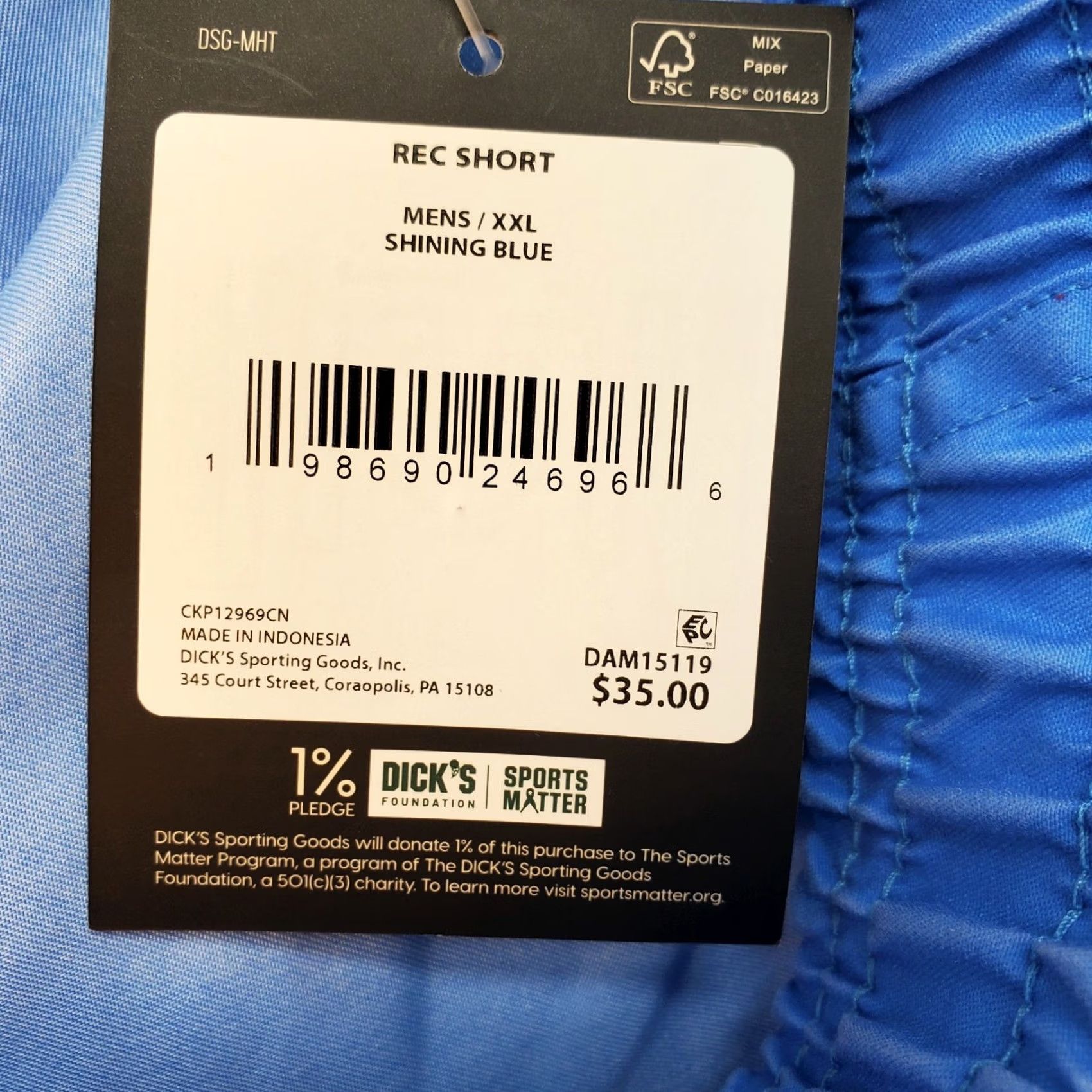 Vintage DSG Mens XXL Blue Rec Shorts Relaxed Fit Side Slit Drawstring 6" Inseam Bermuda Casual Outdoor"} Size US 39 - 7 Thumbnail