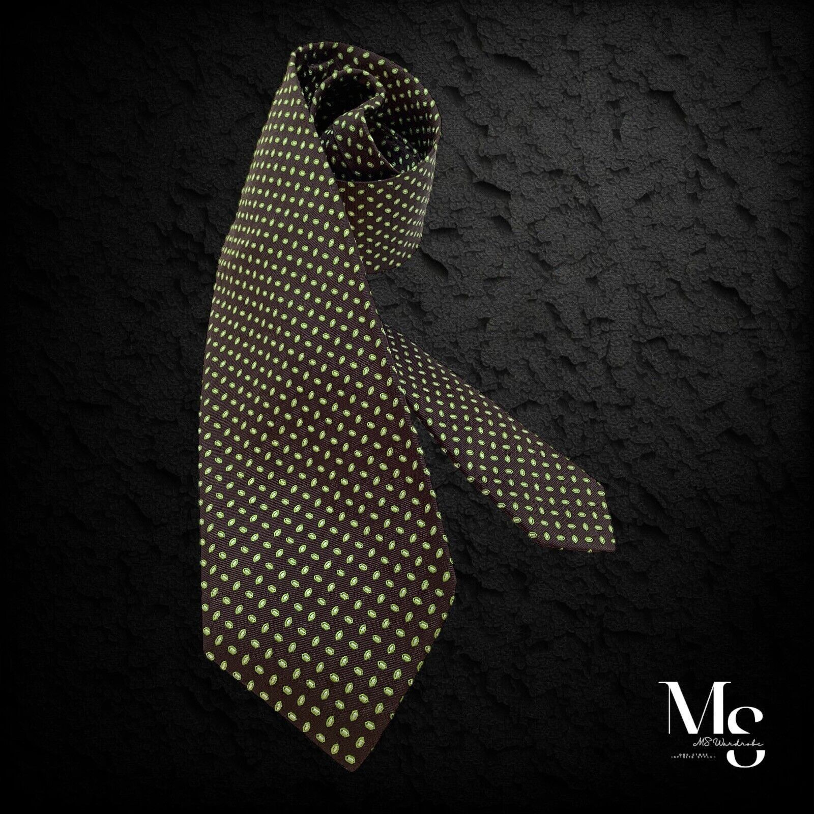Domenico Vacca DOMENICO VACCA Nove Pieghe XL Green Brown Geometric Silk Tie Size ONE SIZE - 1 Thumbnail