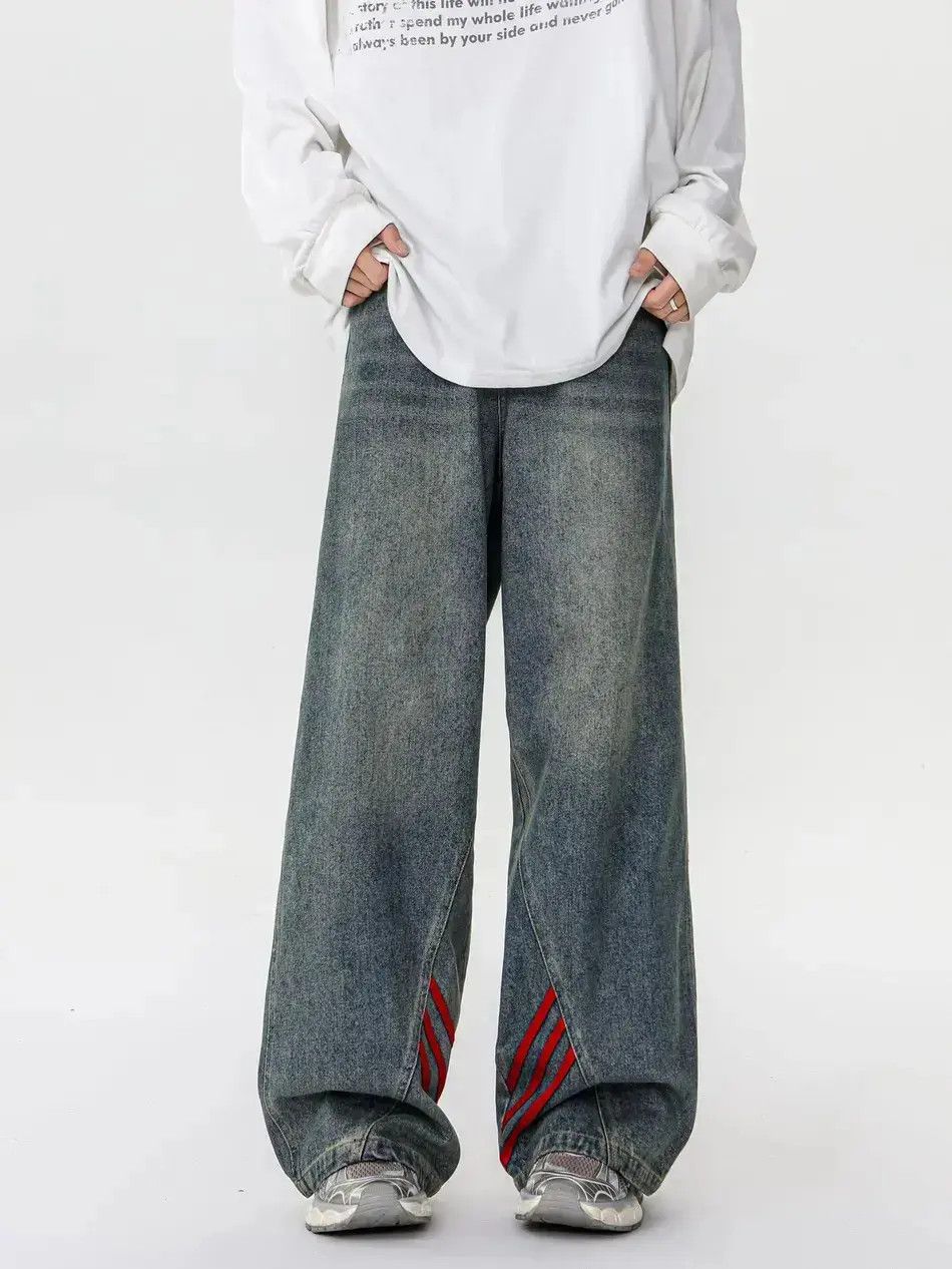 Japanese Brand Retro loose fit patchwork wide leg jeans Size US 32 / EU 48 - 1 Thumbnail