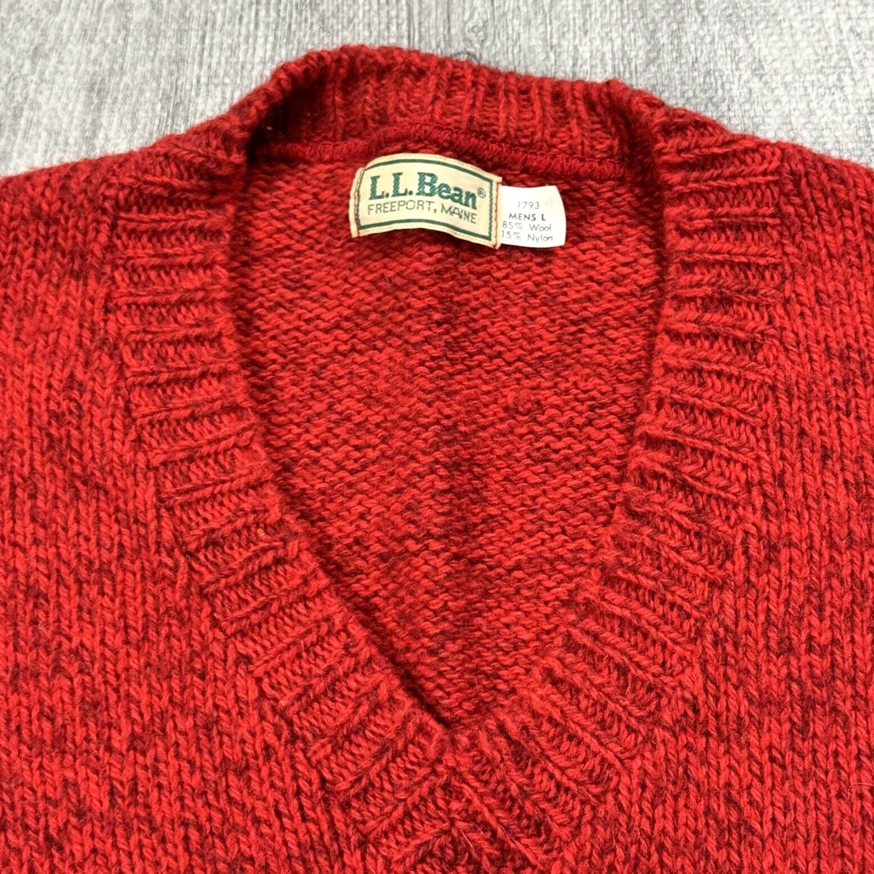Vintage VINTAGE L.L. Bean Vest Sweater Knit Wool Red 70s-80s Classic V-Neck Sleeveless Large Men's Size L - Lam… Size US L / EU 52-54 / 3 - 4 Thumbnail