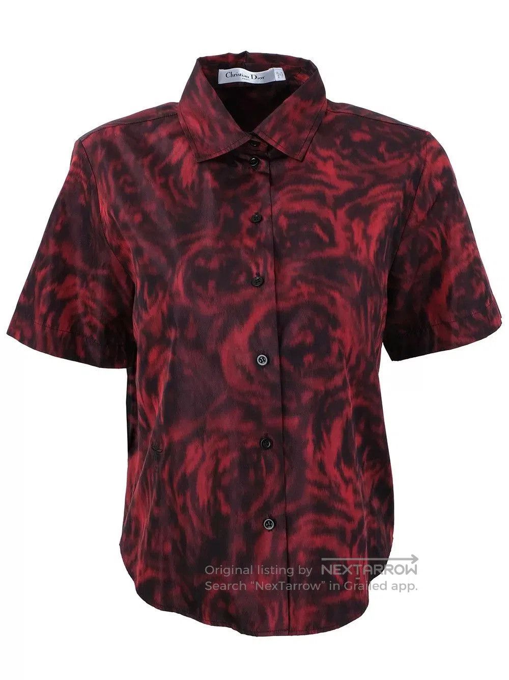 Dior Dior Abstract Silk Shirt with Rose Pattern. Size XS / US 0-2 / IT 36-38 - 1 Thumbnail