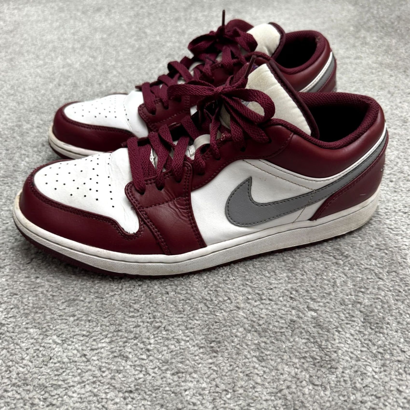 Nike Nike Air Jordan 1 Low Bordeaux White Cherrywood Red Cement Gray Sneakers Mens 12 Size US 12 / EU 45 - 4 Thumbnail