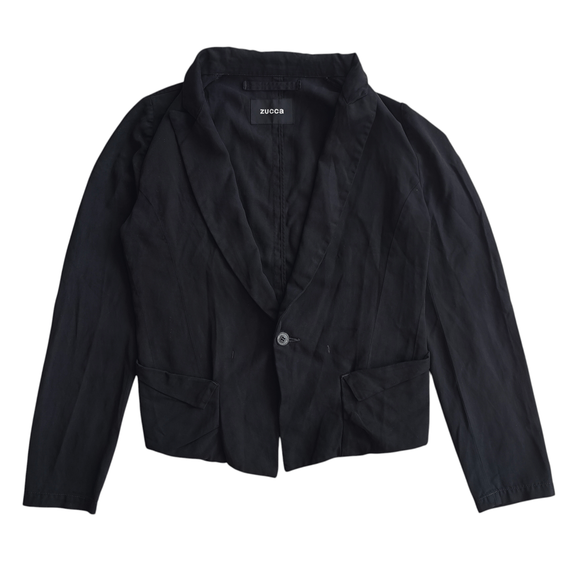 ZUCCa - ブレザー Zucca Zucca Japan Cropped Asymmetric Hem Cotton Blazer Gray S
