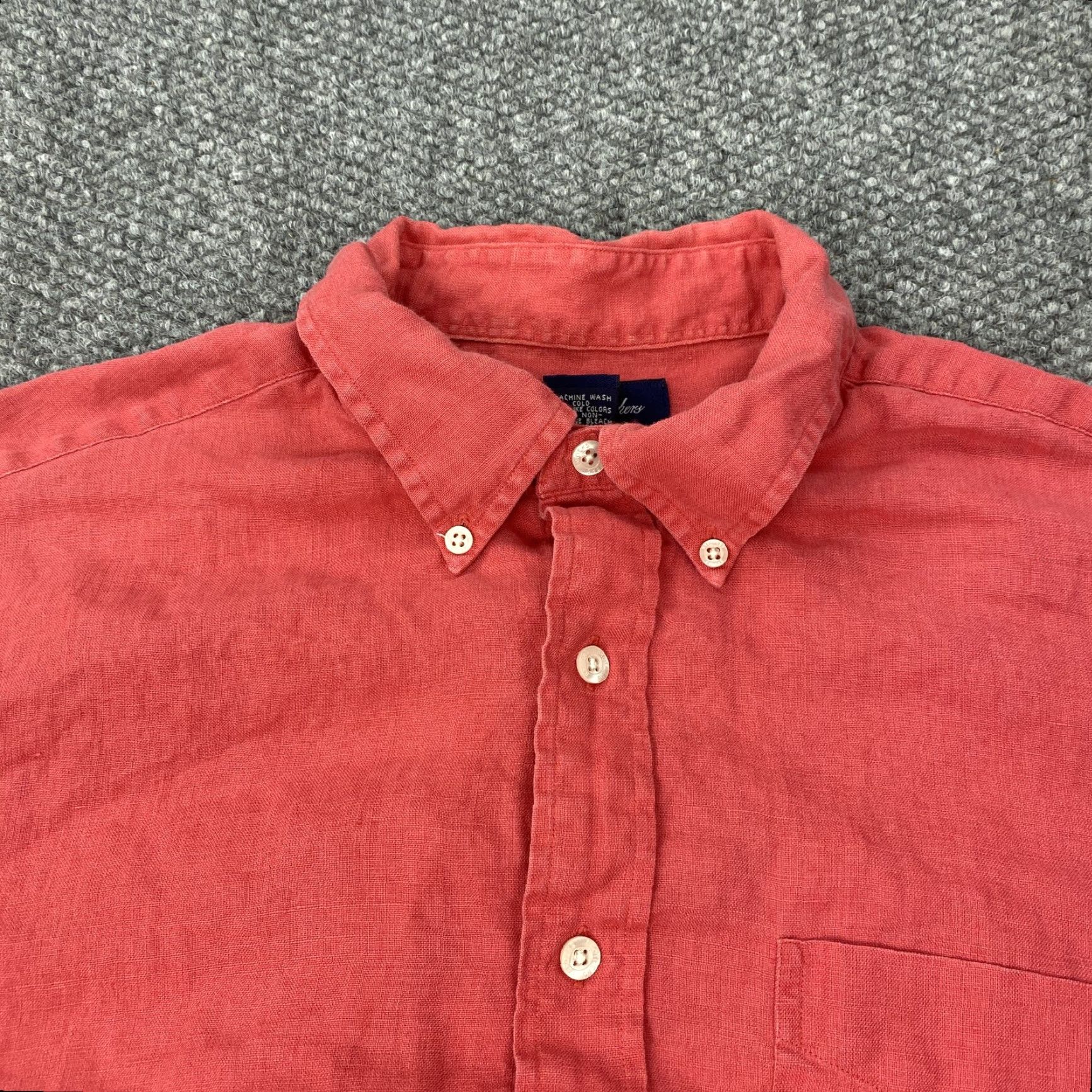 Brooks Brothers Brooks Brothers Men's XL Red Irish Linen Button-Down Shirt Casual Pocket Summer Warm Weather Hong Kong Size US XL / EU 56 / 4 - 3 Thumbnail