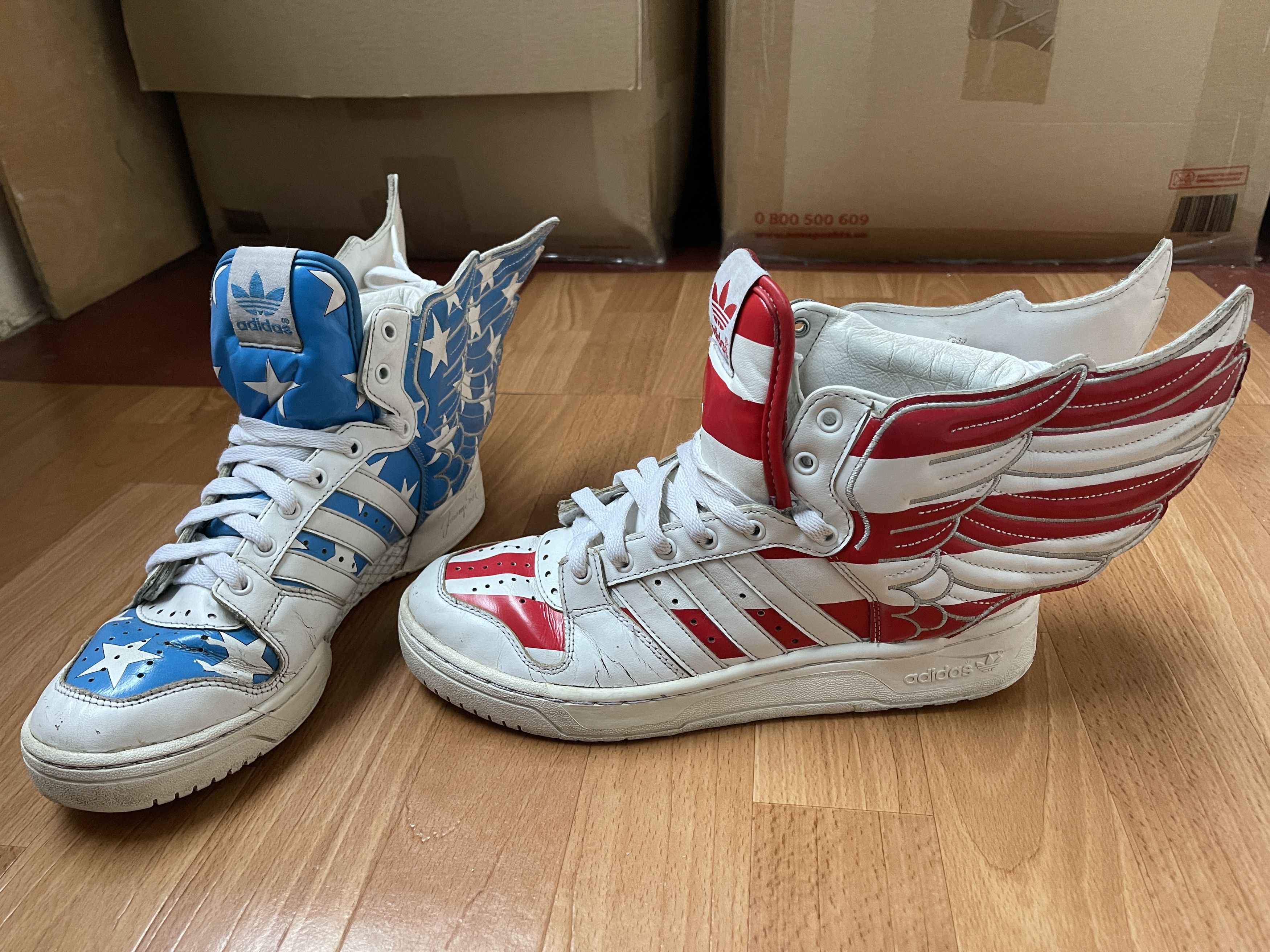 Adidas × Jeremy Scott Adidas Jeremy Scott Wings 2.0 FLAG Stars and Stripes V24619 Size US 7.5 / EU 40-41 - 7 Thumbnail