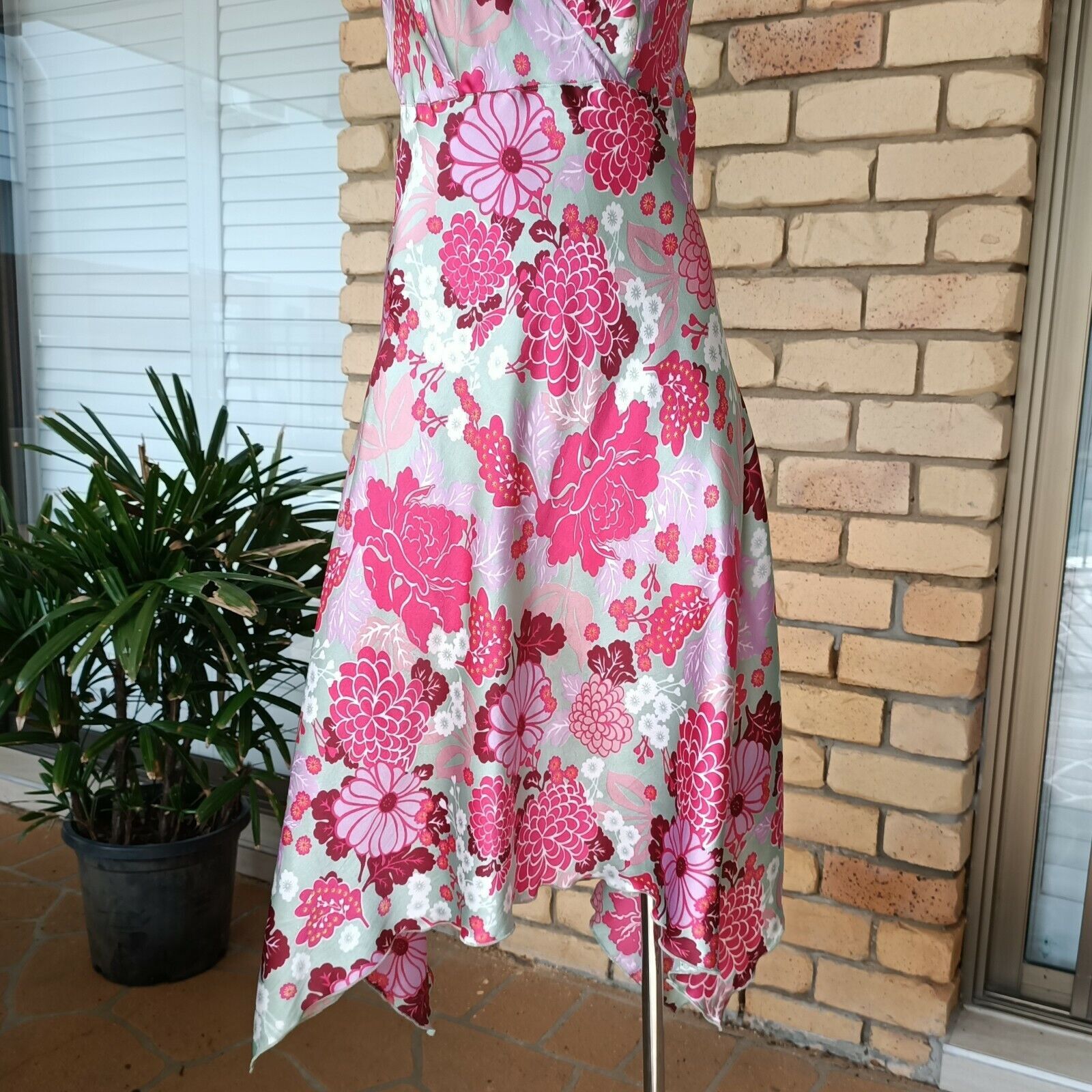 Designer × Vintage Vintage Y2K 2000s Uttam London Dress Pink Green Size M / US 6-8 / IT 42-44 - 8 Thumbnail