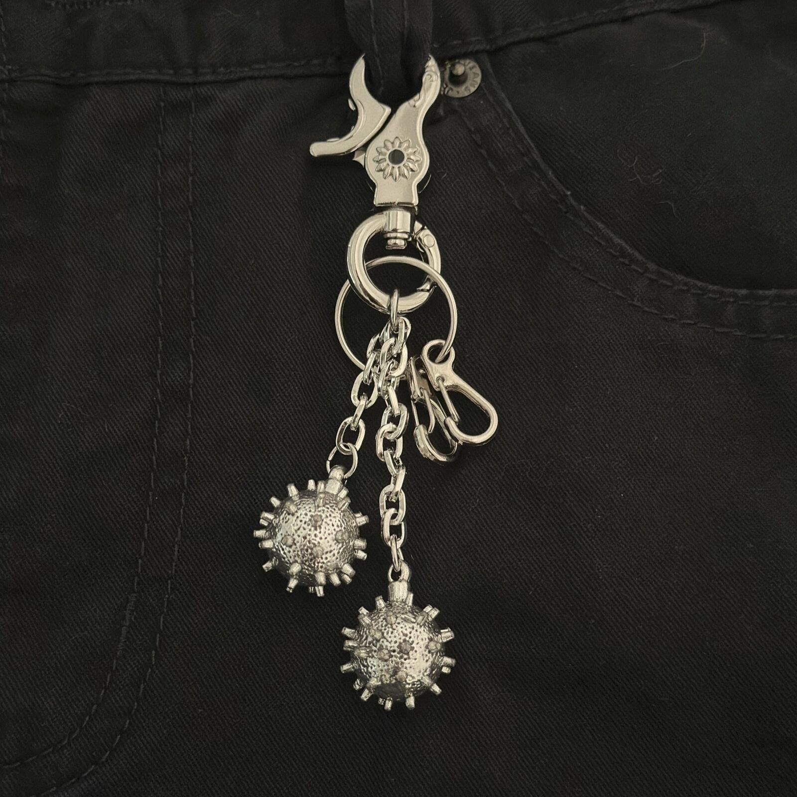 Jewelry Cyber Spike Ball Keychain | Metal Punk Street Size ONE SIZE - 1 Thumbnail