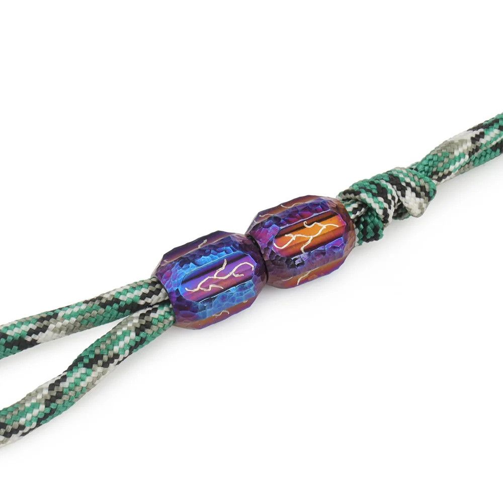 Handmade Crater Engraving Titanium Knife Beads Paracord Bead Size ONE SIZE - 1 Thumbnail