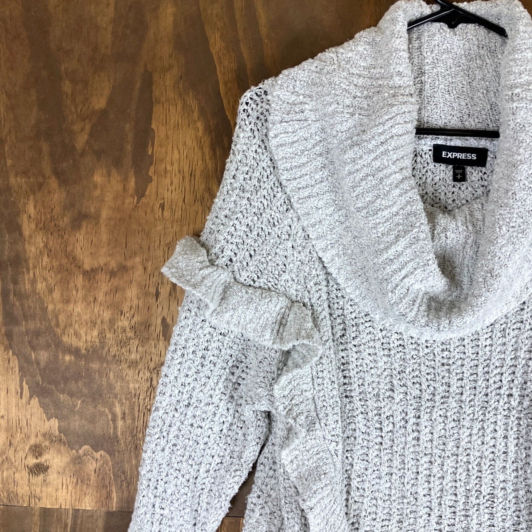 Express Express Sweater Womens White Cowl Neck Long Sleeve Small Ruffle Front Size S / US 4 / IT 40 - 4 Thumbnail