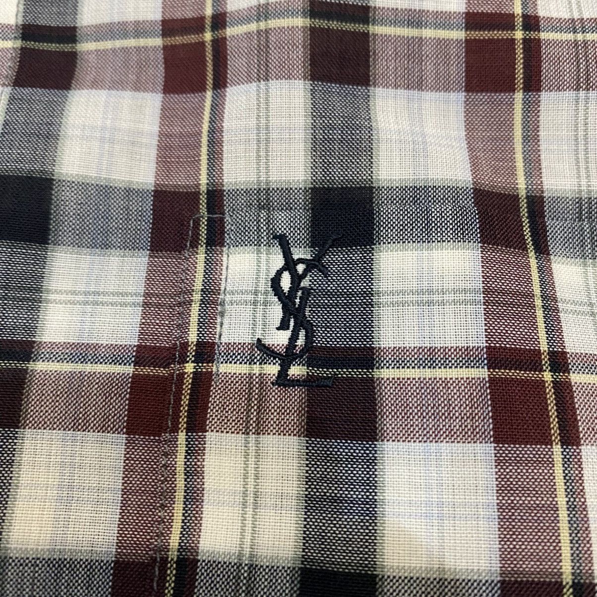 Yves Saint Laurent 1990s Yves Saint Laurent Pour Homme Plaid Button Up Shirts Size US L / EU 52-54 / 3 - 9 Thumbnail