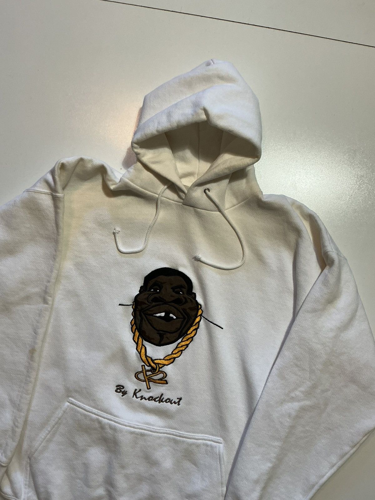Other Vintage 90s Y2K Knockout Rap Gold Chain Embroidered Hoodie Size US XXL / EU 58 / 5 - 4 Thumbnail