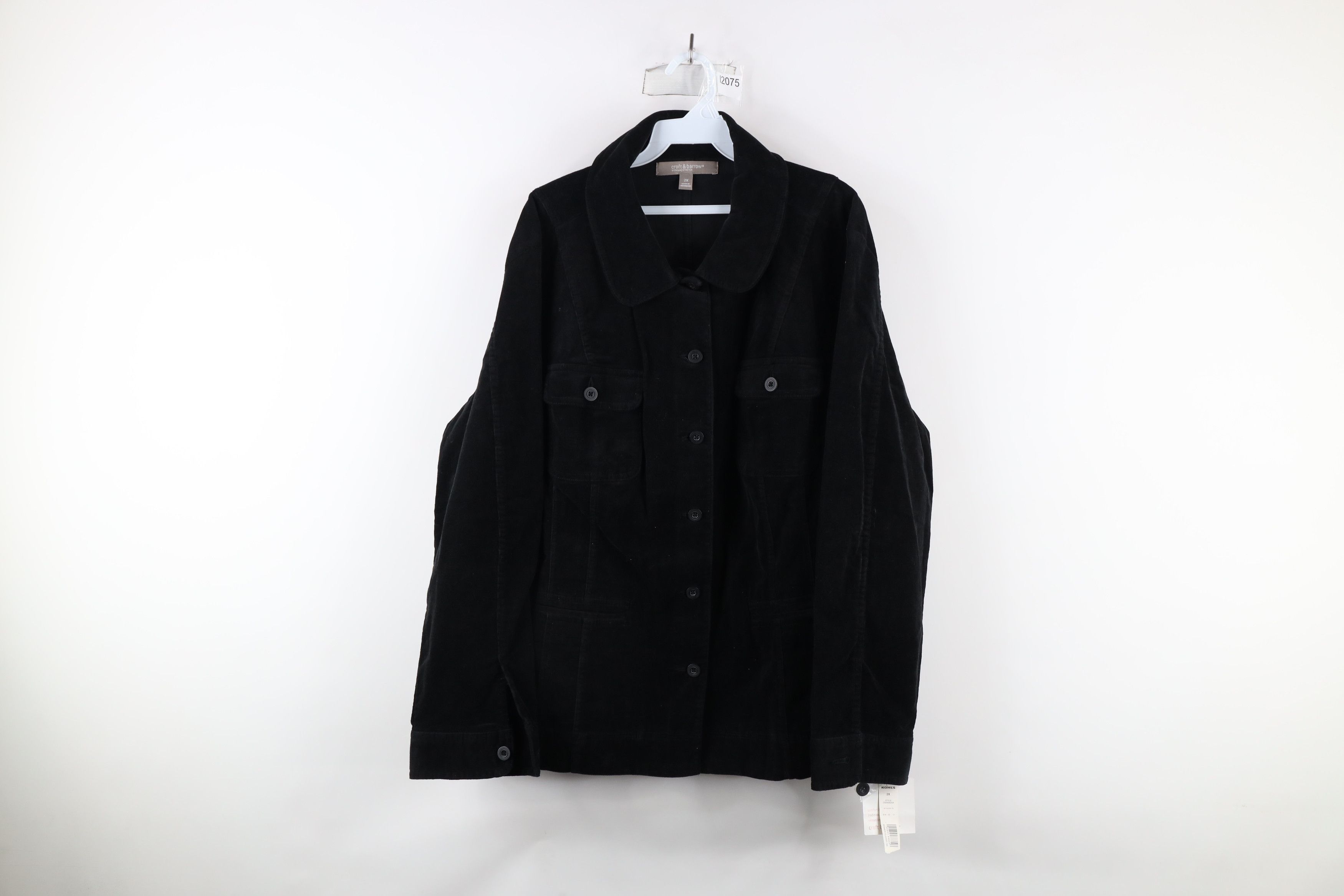 Vintage Vintage Y2K Streetwear Corduroy Full Button Jacket Black Size XXL / US 16-18 / IT 52-54 - 1 Thumbnail
