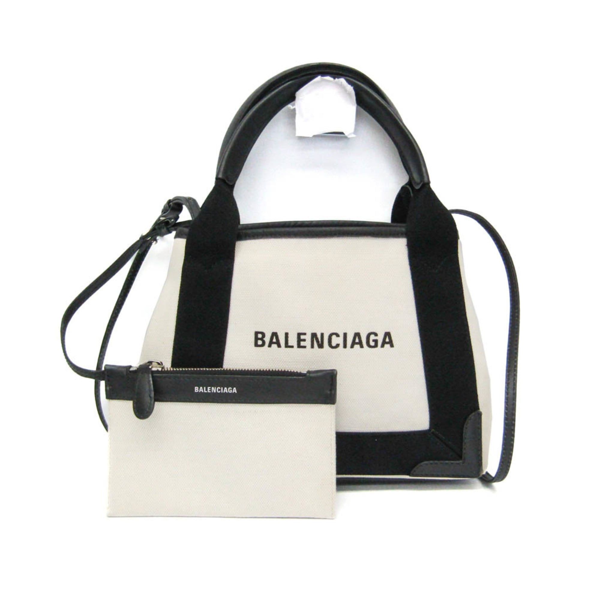 Balenciaga Balenciaga Navy Cabas XS 390346 Women's Canvas,Leather Handbag,Shoulder Bag Black,Cream Size ONE SIZE - 1 Thumbnail