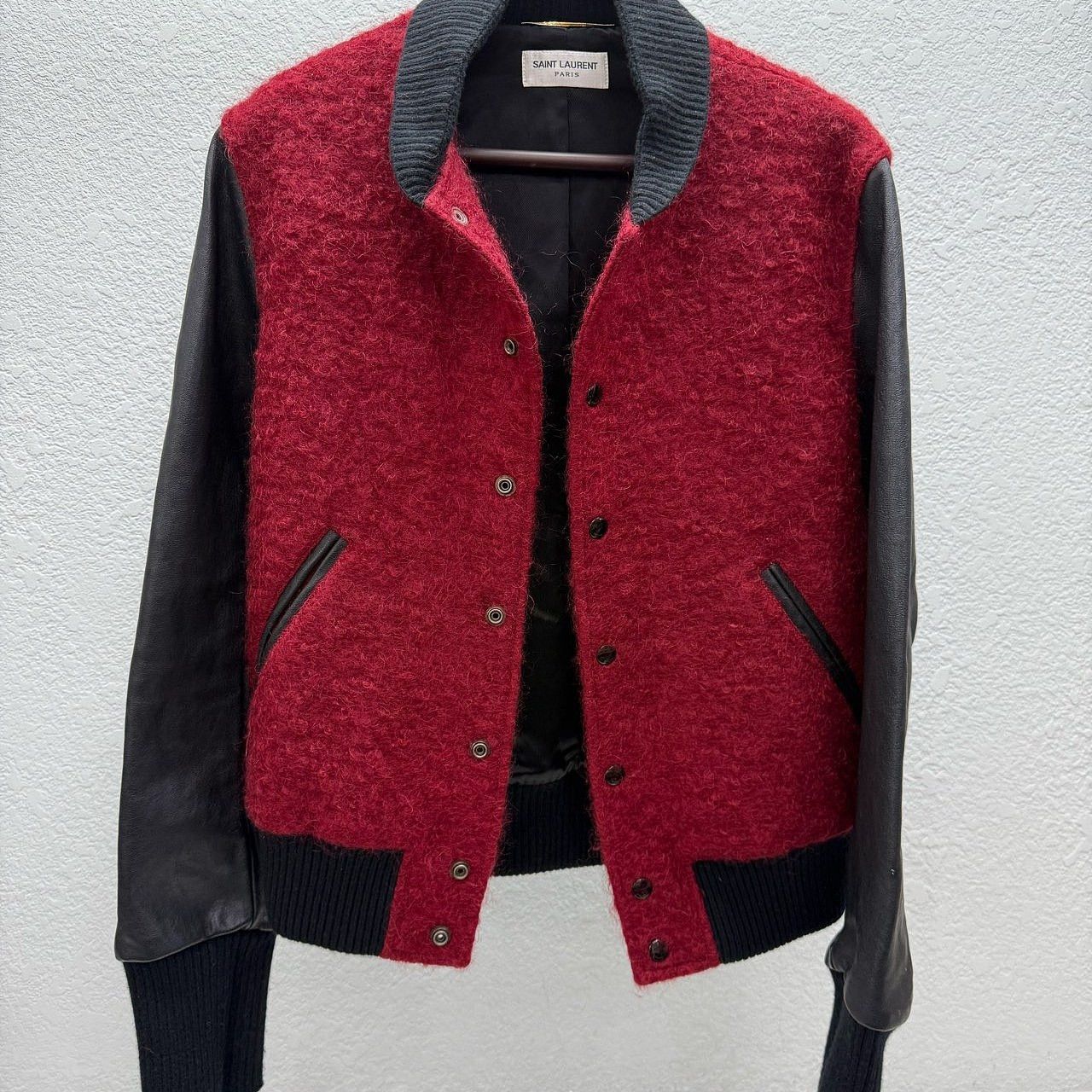 Saint Laurent Paris Saint Laurent Red Wool Leather Varsity Jacket Size 38 Size S / US 4 / IT 40 - 1 Thumbnail