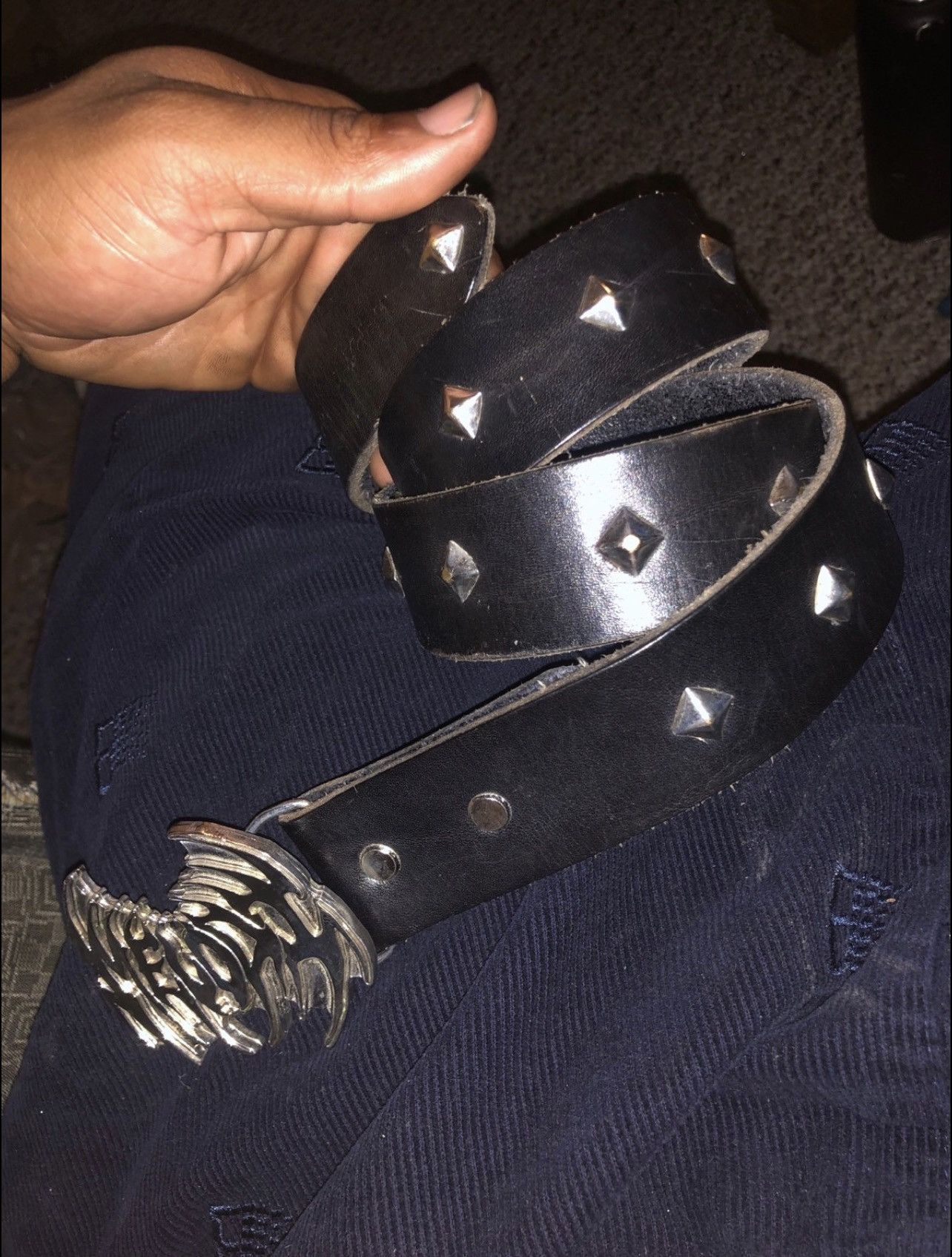 小物 ec melodi All Black Distressed Leather ec melodi All Black Distressed Leather Leather Belts Melodi Belt