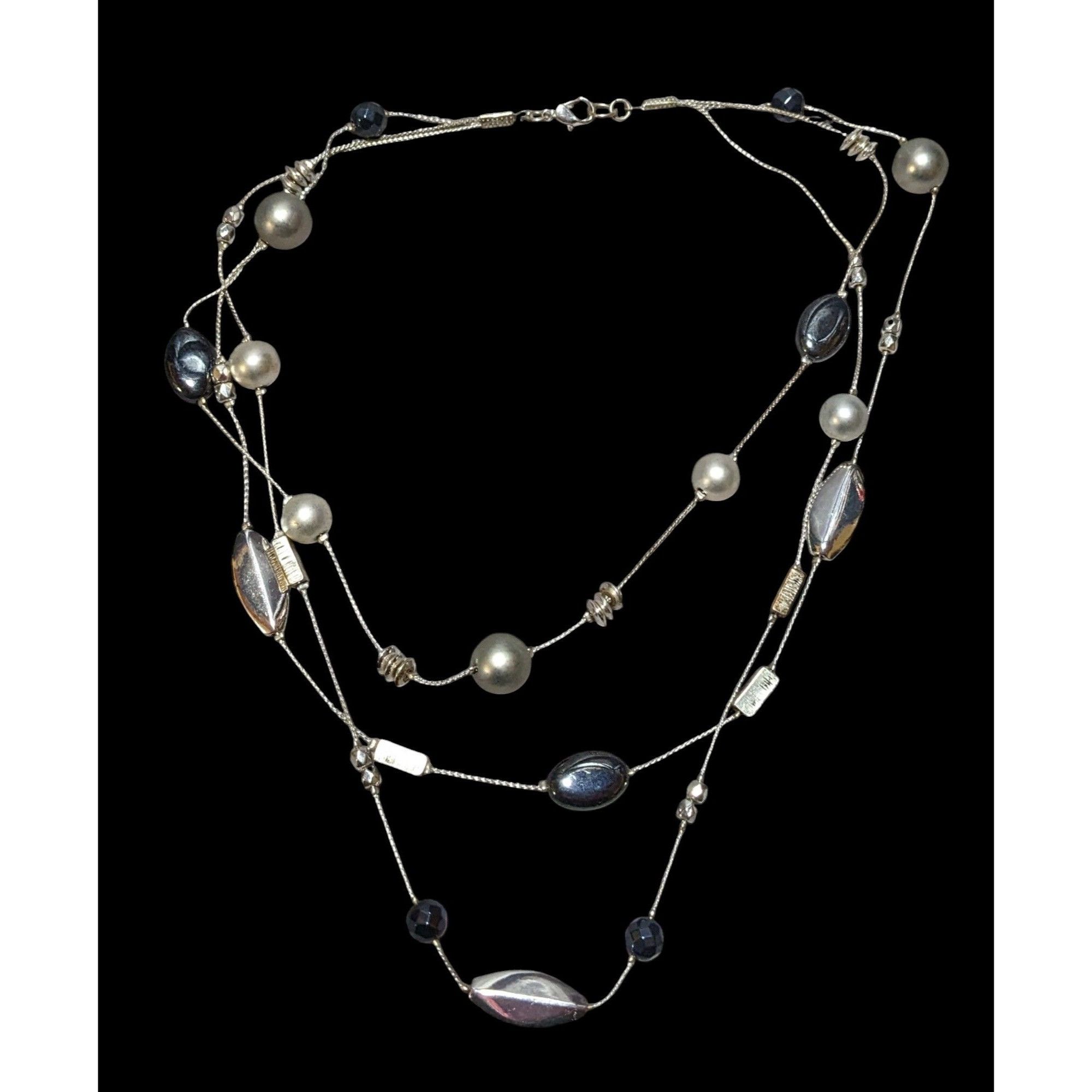 Other Y2K Multilayer Beaded Silver Station Necklace Size ONE SIZE - 1 Thumbnail
