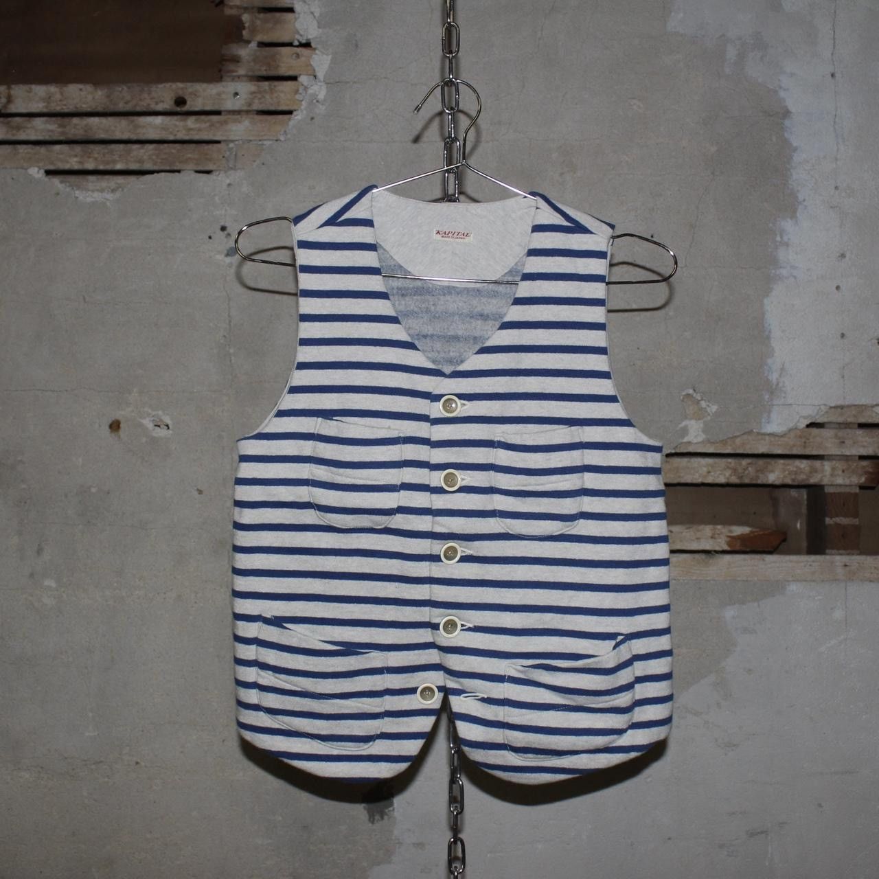 Kapital KAPITAL 2000s White Blue Striped Vest Size US XS / EU 42 / 0 - 2 Thumbnail