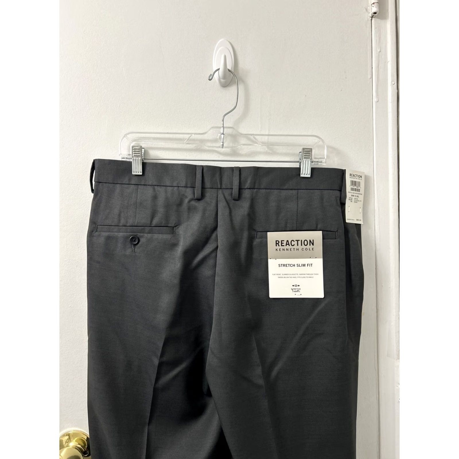 Kenneth Cole KENNETH COLE REACTION Pants Mens 36x32 Gray Slim Flat Front Stretch YKK Front Slit Size US 36 / EU 52 - 5 Thumbnail