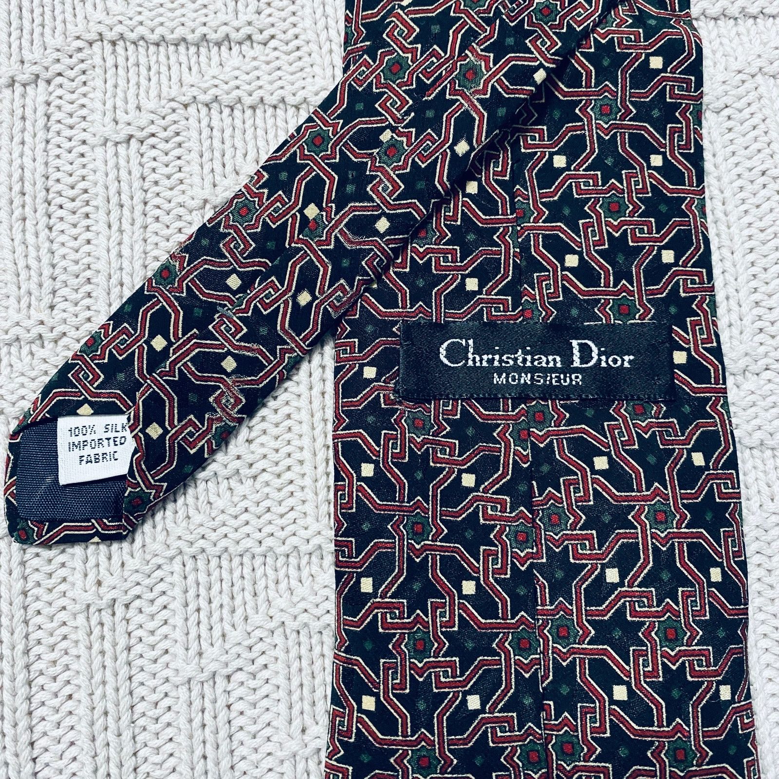 Dior Vintage Dior black abstract silk tie Size ONE SIZE - 3 Thumbnail