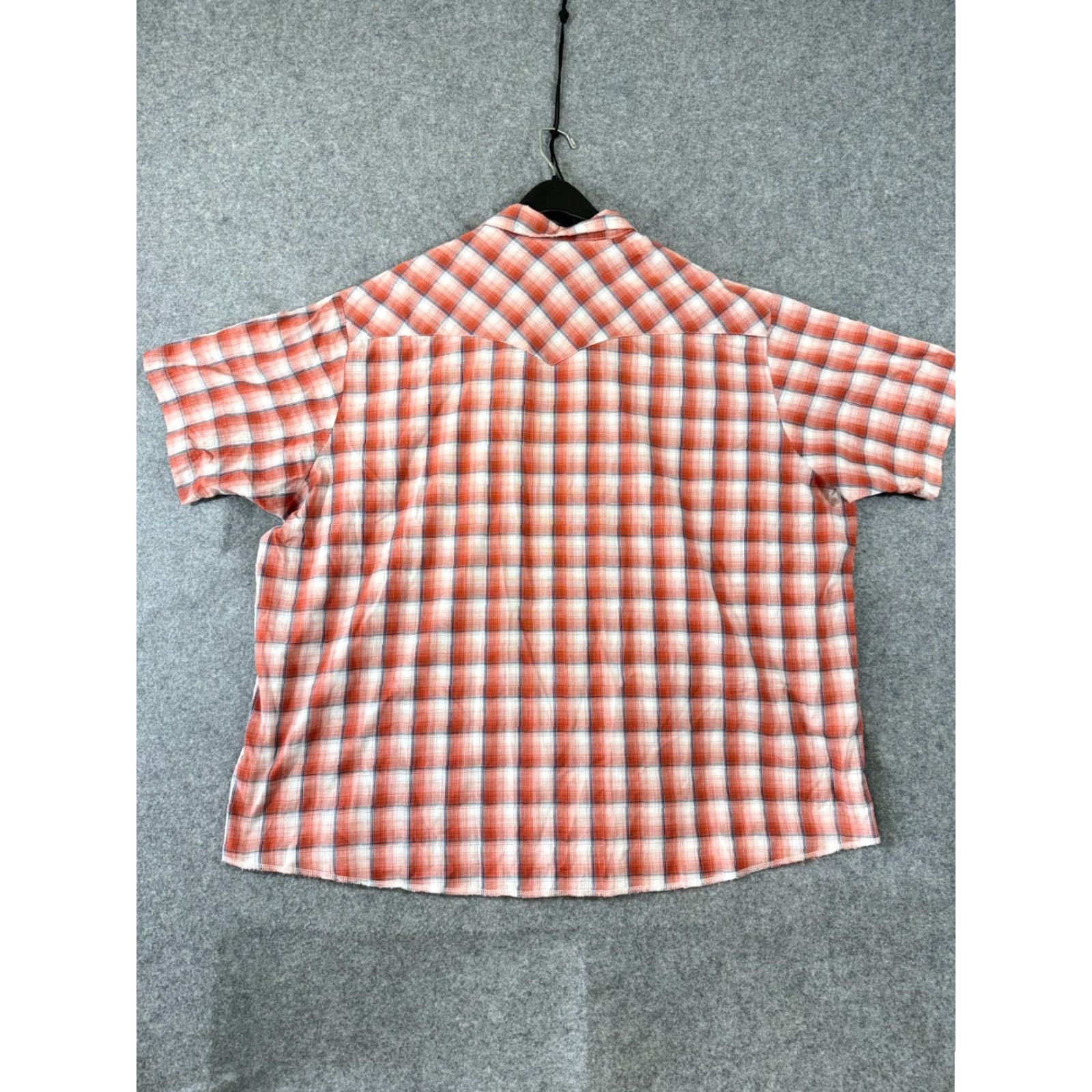 Wrangler Wrangler Western Shirt Mens 3XL Orange Plaid Pearl Snap Flap Pocket Short Sleeve Size US XXL / EU 58 / 5 - 7 Thumbnail