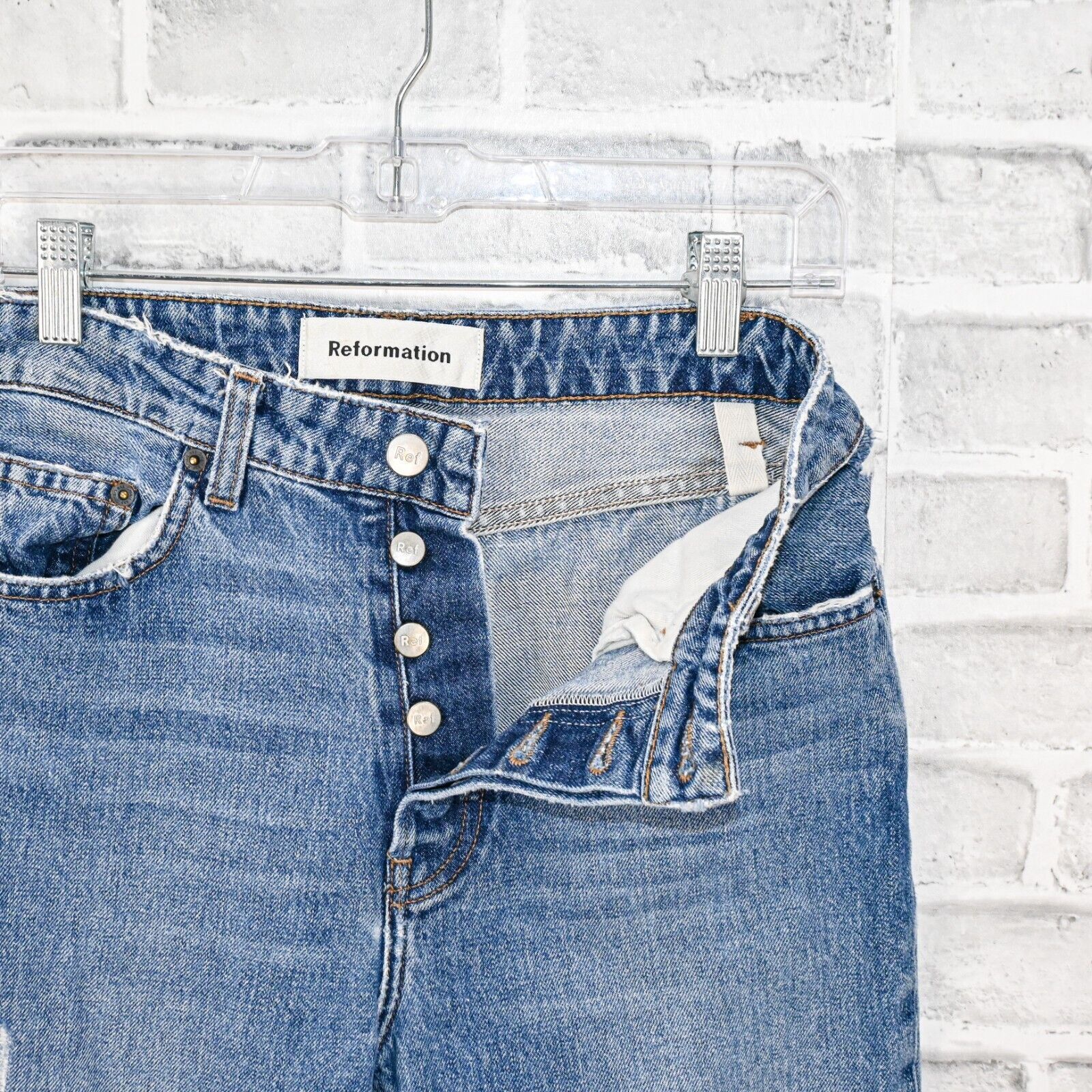 Reformation REFORMATION High Rise Wide leg FAWCETT Jeans distressed Size 27" / US 4 / IT 40 - 7 Thumbnail