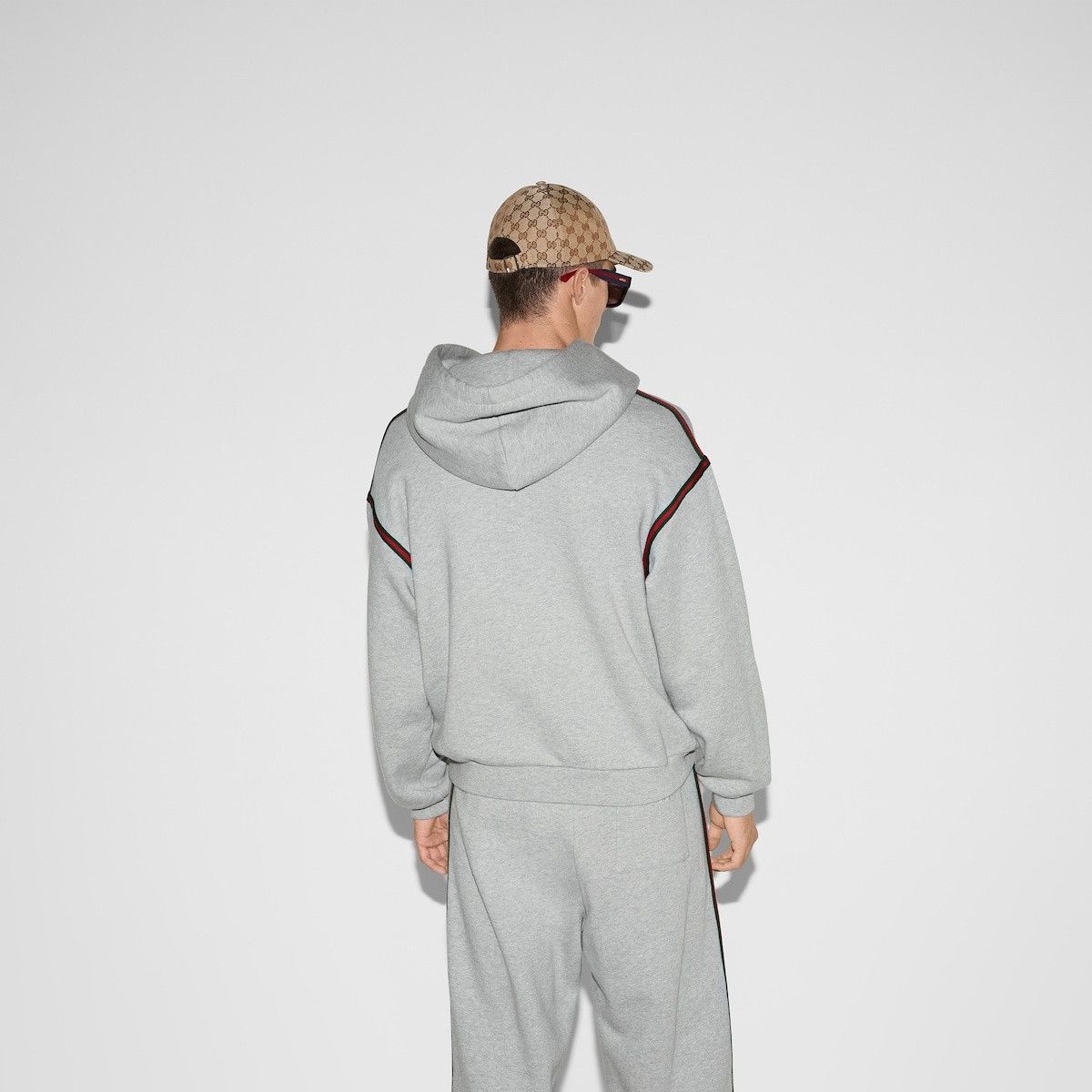 Gucci o1s1wg110925 Cotton Jersey Hooded Sweatshirt With Web Grey Size US S / EU 44-46 / 1 - 4 Thumbnail