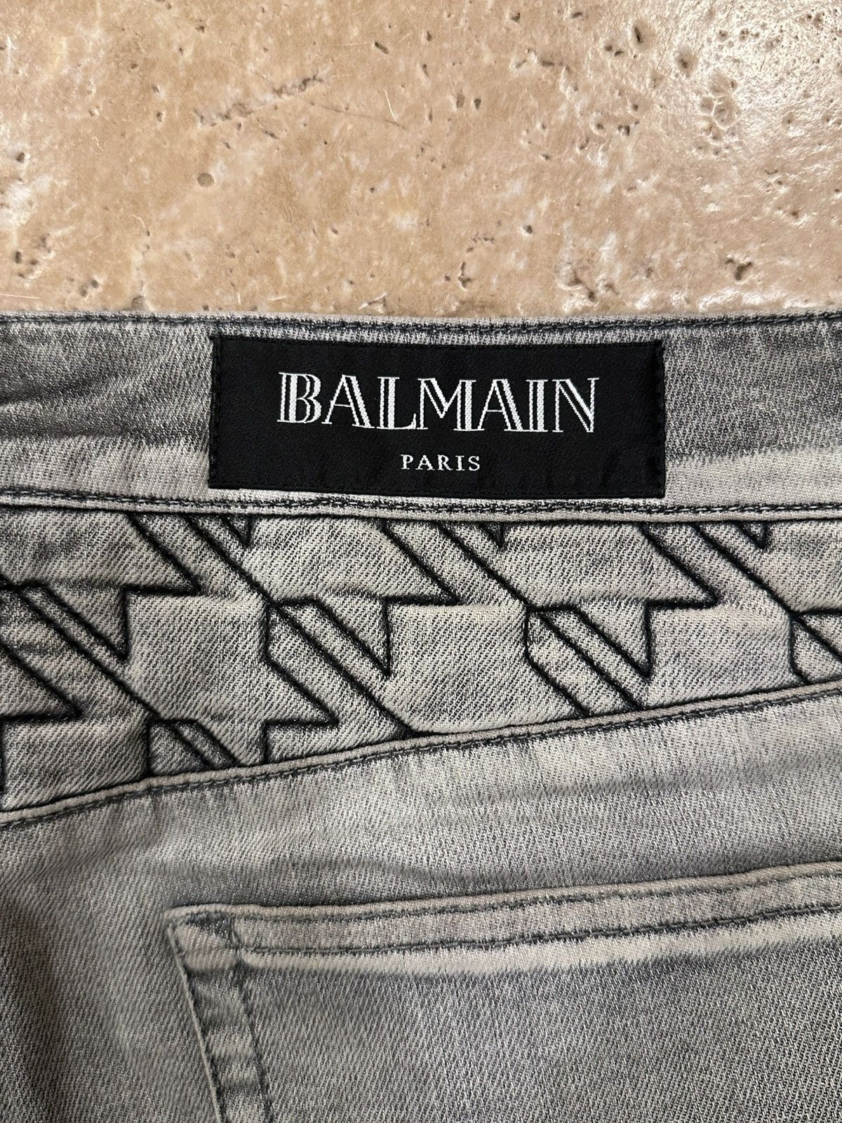 Balmain Balmain OG Grey Wash Houndstooth / Stars Biker Denim Jeans Size US 34 / EU 50 - 9 Thumbnail