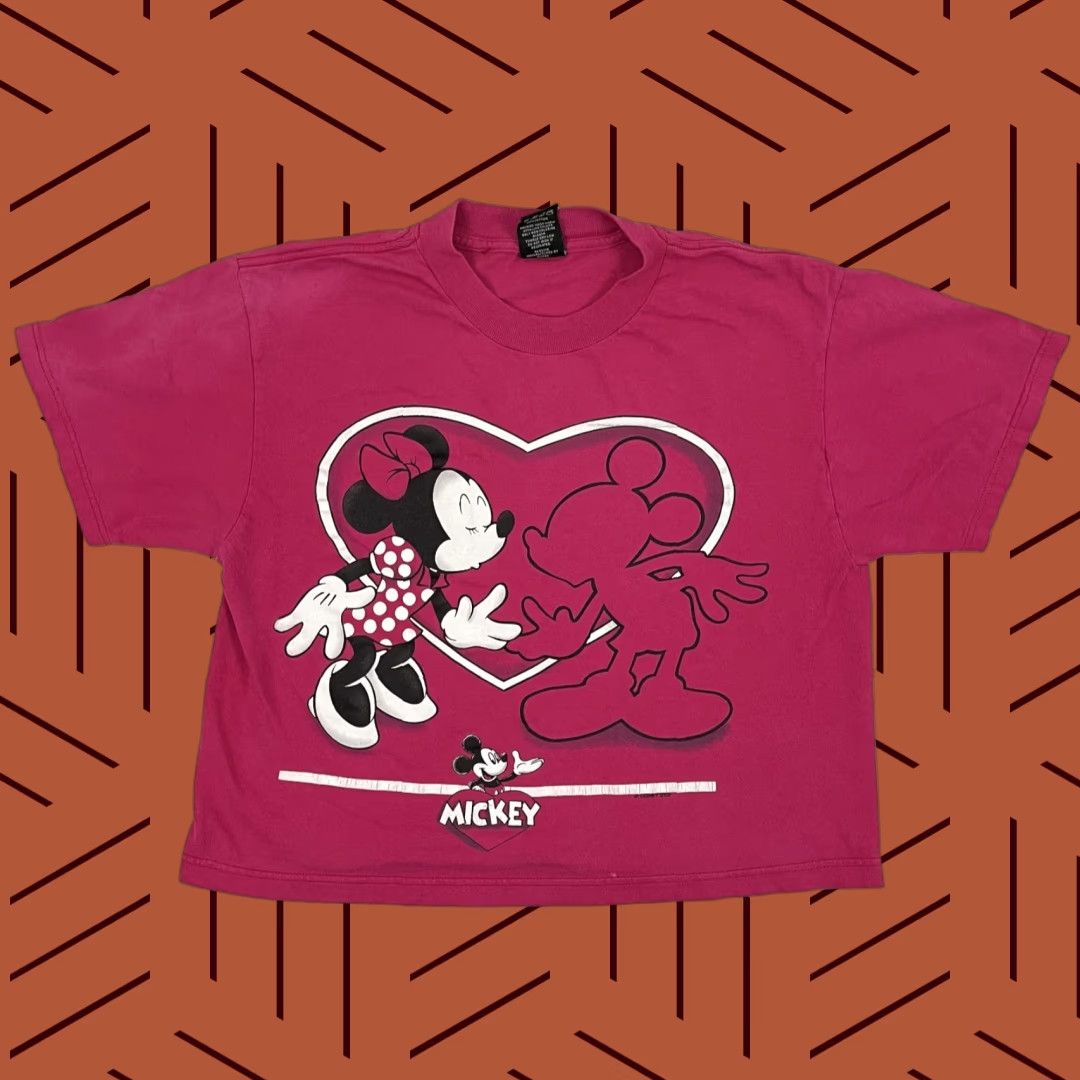 Mickey Unlimited VTG Disney Shirt Womens S Crop Mickey Mouse Minnie Mouse Heart Graphic T Size S / US 4 / IT 40 - 1 Thumbnail