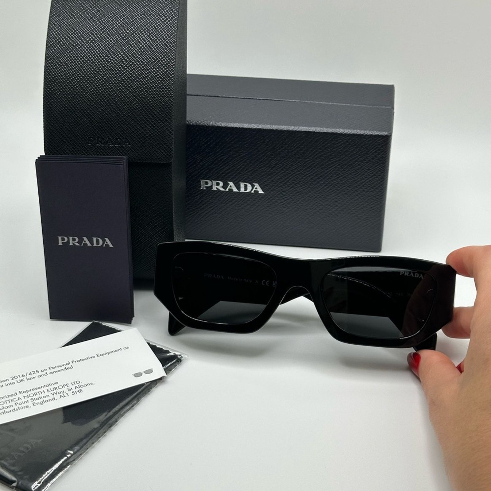 Prada PRADA Sunglasses PRA01S 16K08Z Black/Dark Grey Unisex NEW Size ONE SIZE - 10 Thumbnail