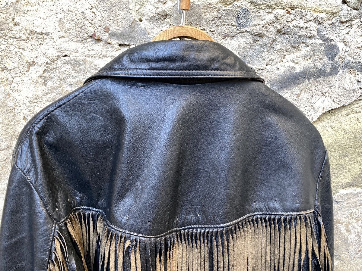 Vintage Rare Vintage 70s Wolf Leathers Fringed Leather Biker Jacket Size US L / EU 52-54 / 3 - 9 Thumbnail
