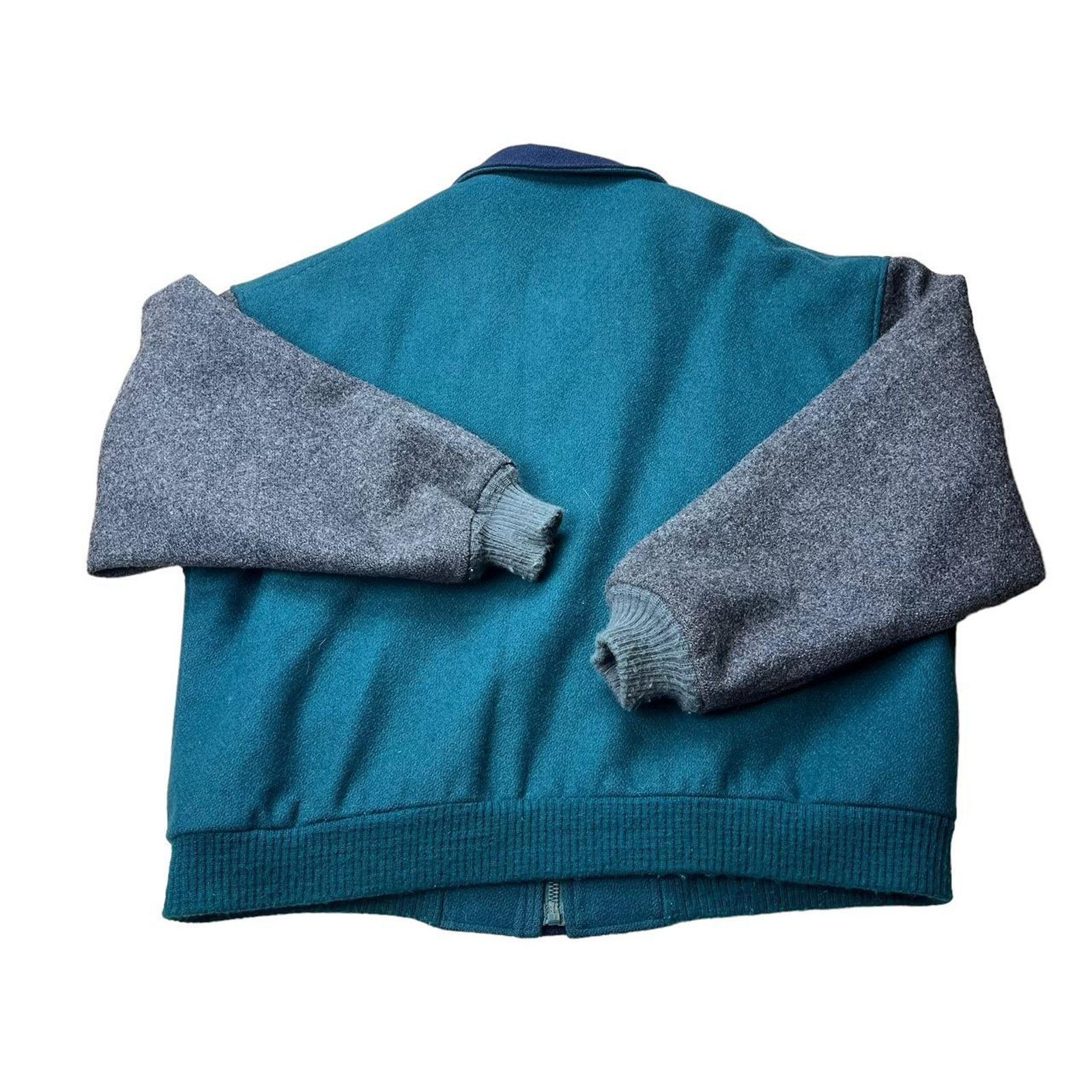 Pendleton Vintage Pendleton Wool Bomber Jacket in Green and Gray Size US XL / EU 56 / 4 - 3 Thumbnail