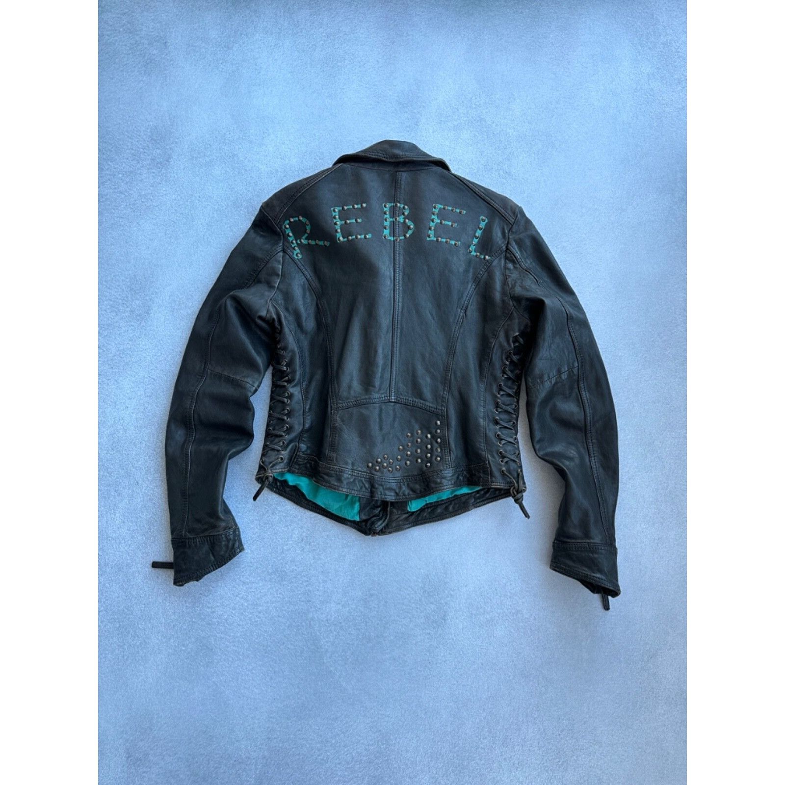 Vintage VTG Freaky Nation Rebel Biker Woman Leather Jacket Size L / US 10 / IT 46 - 10 Thumbnail
