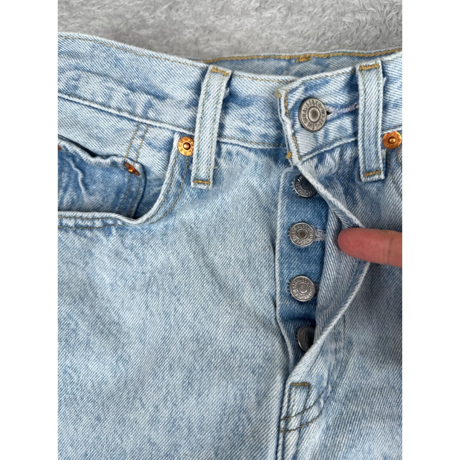 Levi's Levis Jeans Womens 24 Blue Denim 501 S Premium Big E XX Button Cotton 24x28 Size 42" / US 20 - 5 Thumbnail