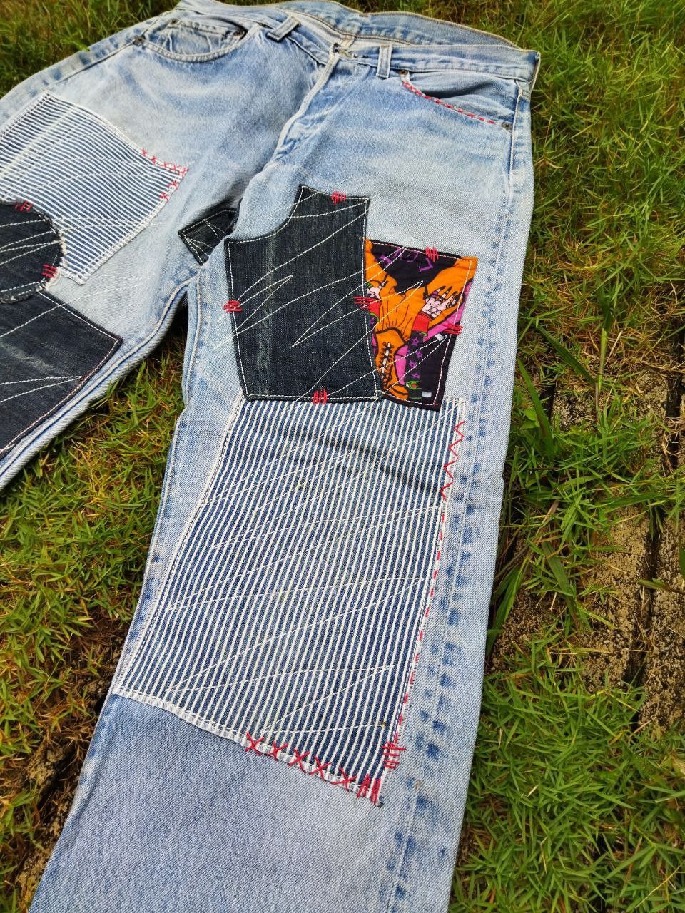 Levi's Vintage Clothing Levis Vintage 501 Redline Custom Boro Patchwork Jeans Size US 34 / EU 50 - 7 Thumbnail