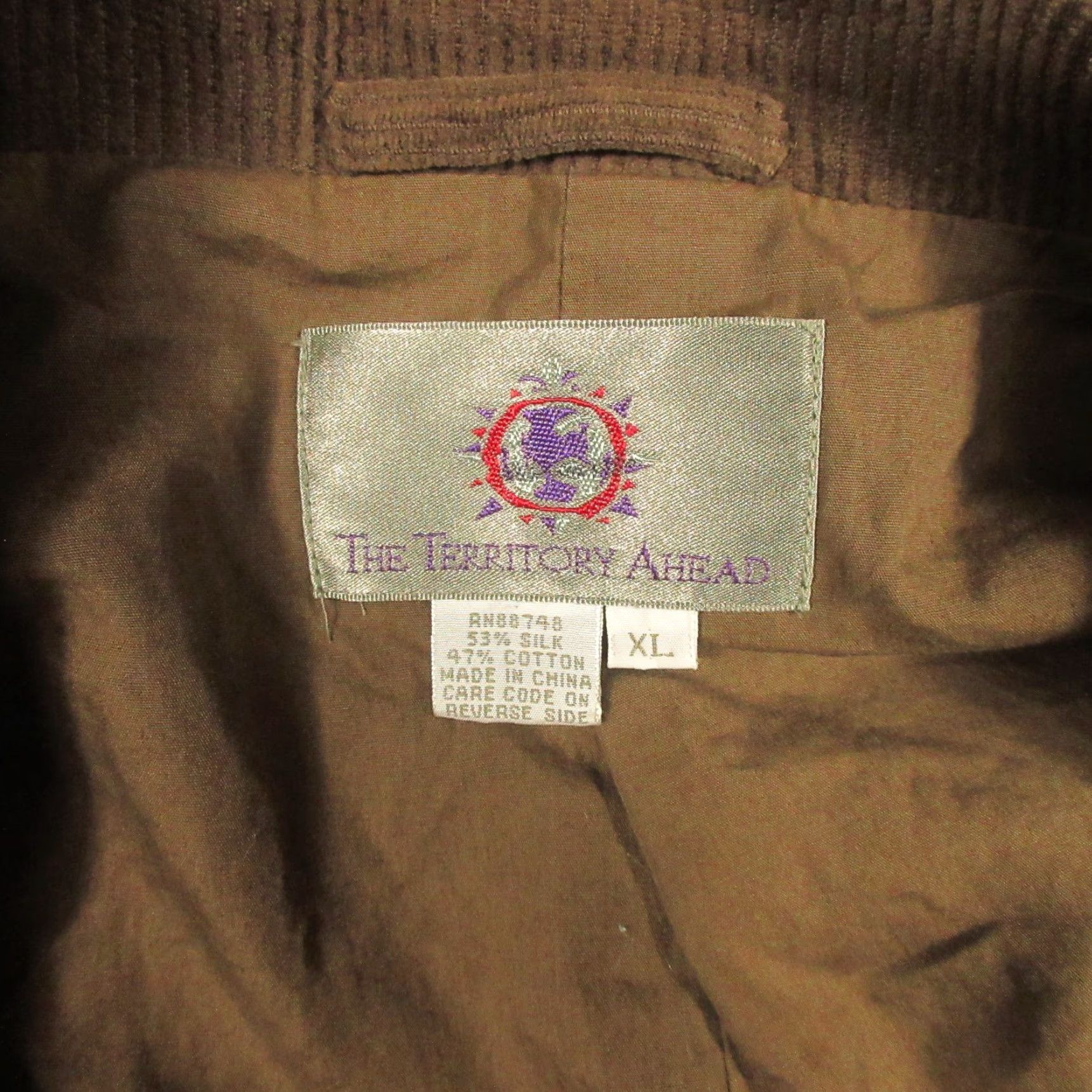 The Territory Ahead Territory Ahead Blazer Corduroy Mens XL Brown Silk Cotton 3 Button Sport Coat Size 46R - 3 Thumbnail