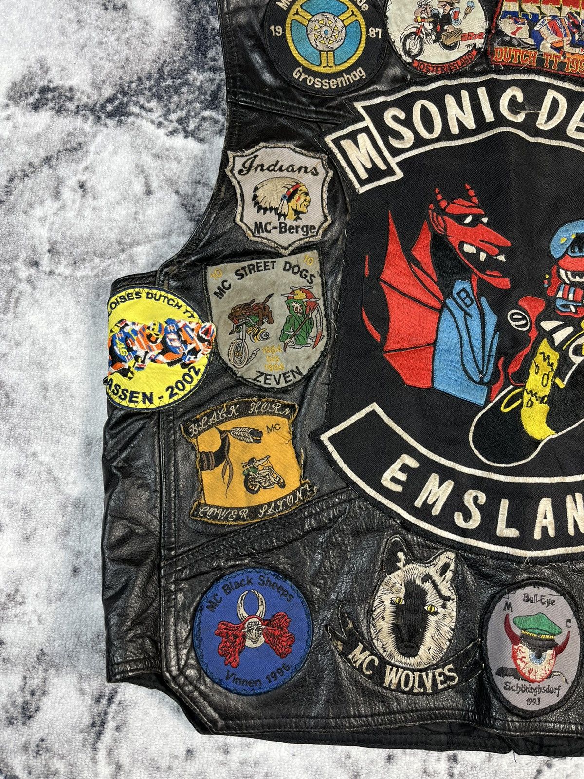 Vintage Vintage Biker Leather Vest – Sonic Devils MC Emsland Size US L / EU 52-54 / 3 - 15 Thumbnail
