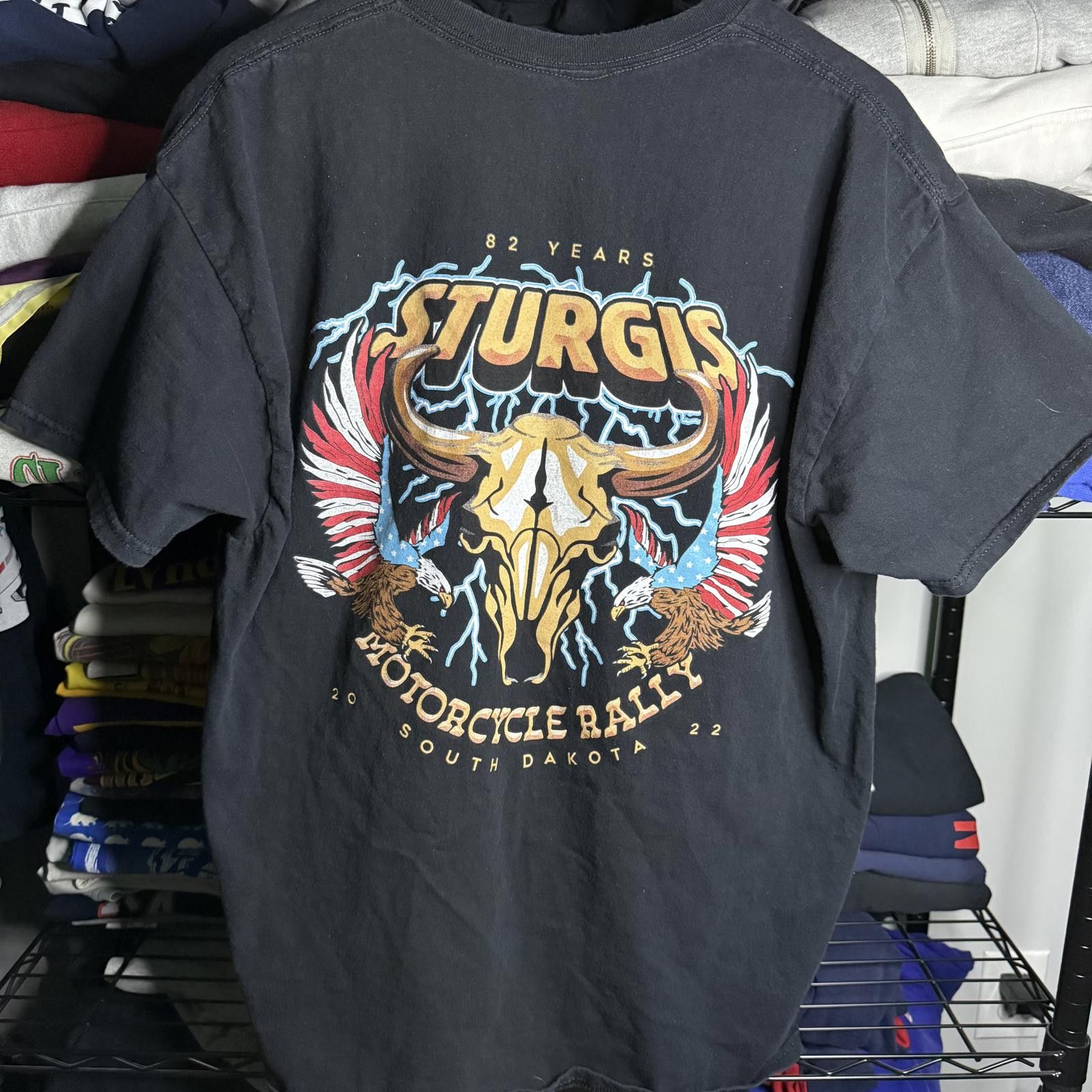Designer Vintage Lightning Sturgis Moto Rally T-shirt Size US XL / EU 56 / 4 - 1 Thumbnail