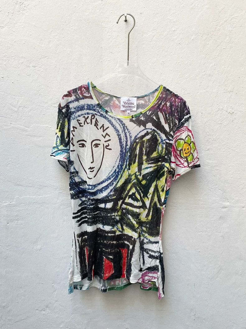 Vivienne Westwood Vivienne Westwood 07 SS Crayon Graffiti Mesh T-Shirt 2504-N Size US M / EU 48-50 / 2 - 1 Thumbnail