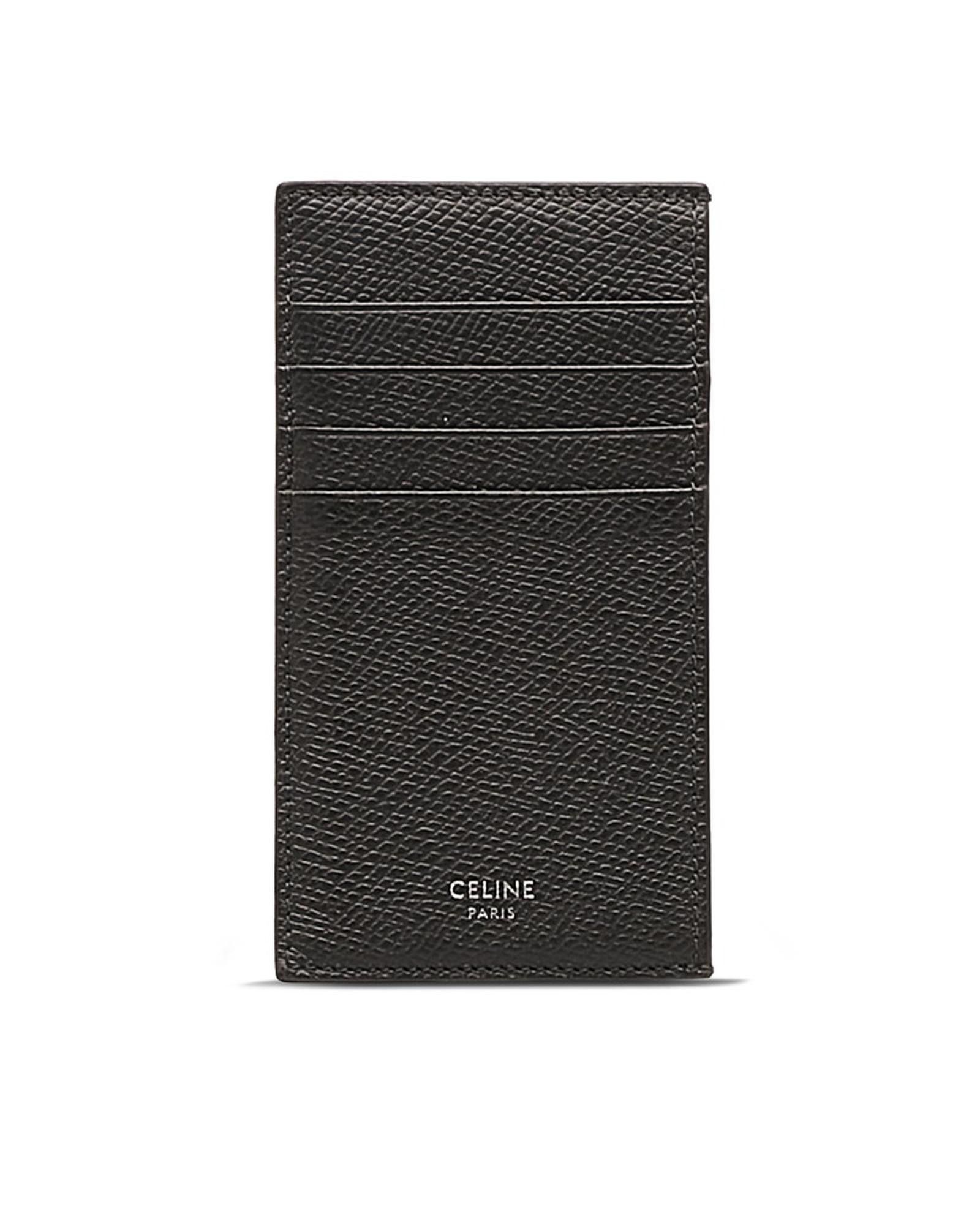 image of Celine Black Leather Card Case Wallet, Women's