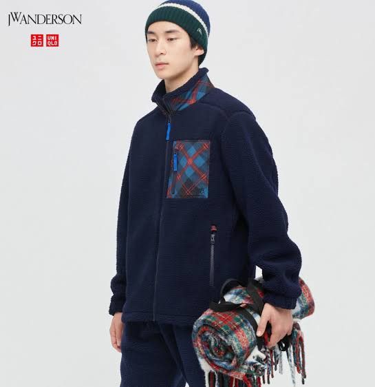 JW Anderson × Uniqlo Uniqlo JW Anderson Fleece Jacket navy tartan pockey Size US M / EU 48-50 / 2 - 2 Thumbnail