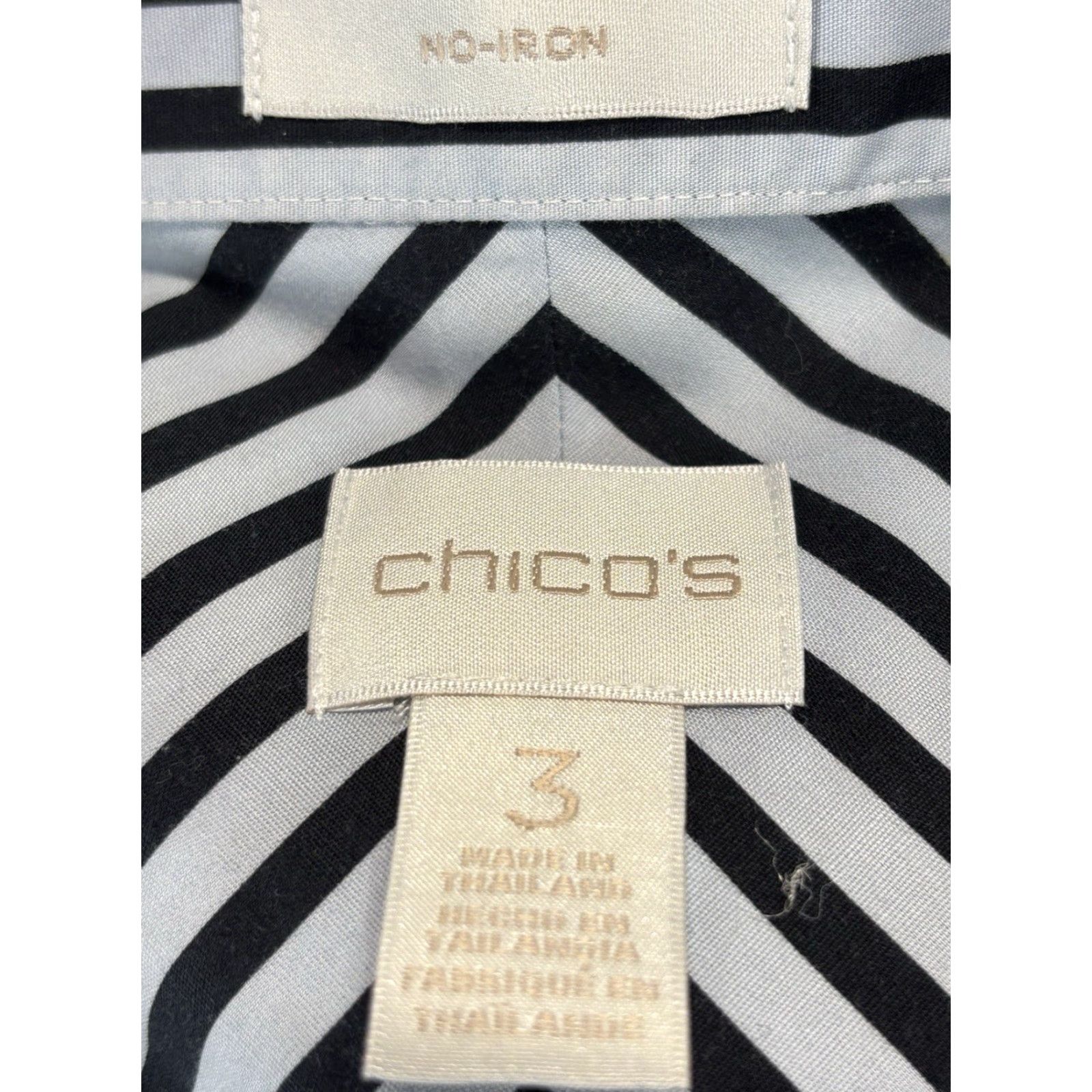 Vintage Chicos Striped Button-Up Tunic Shirt Sz 3 US X-Large Sleeveless Non-Iron Classic Blue/Grey, Black Women Shirt Mens? Size XL / US 12-14 / IT 48-50 - 7 Thumbnail
