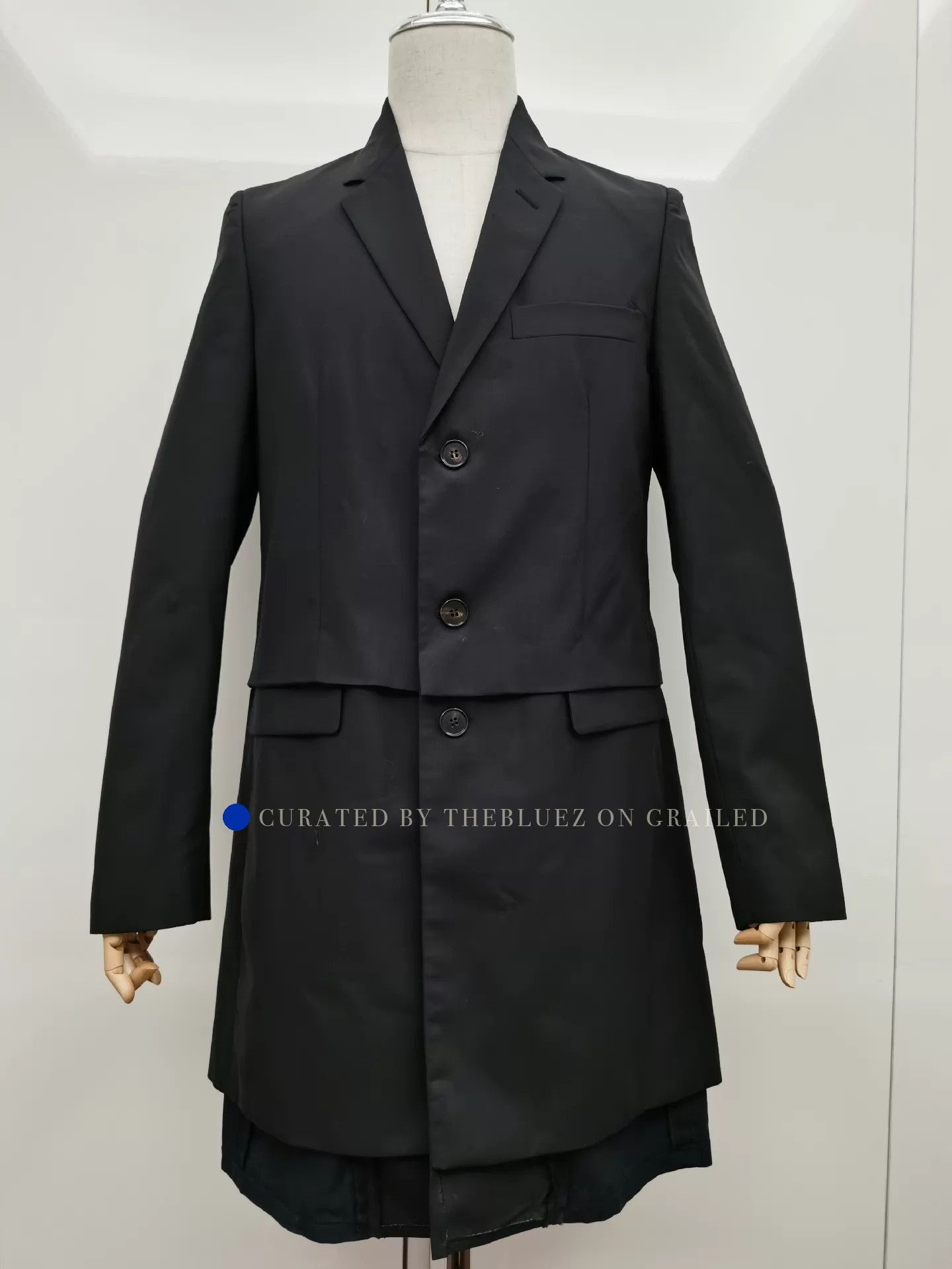 Maison Margiela Color-Blocked Long Blazer with Mended Cuffs Size US S / EU 44-46 / 1 - 1 Thumbnail