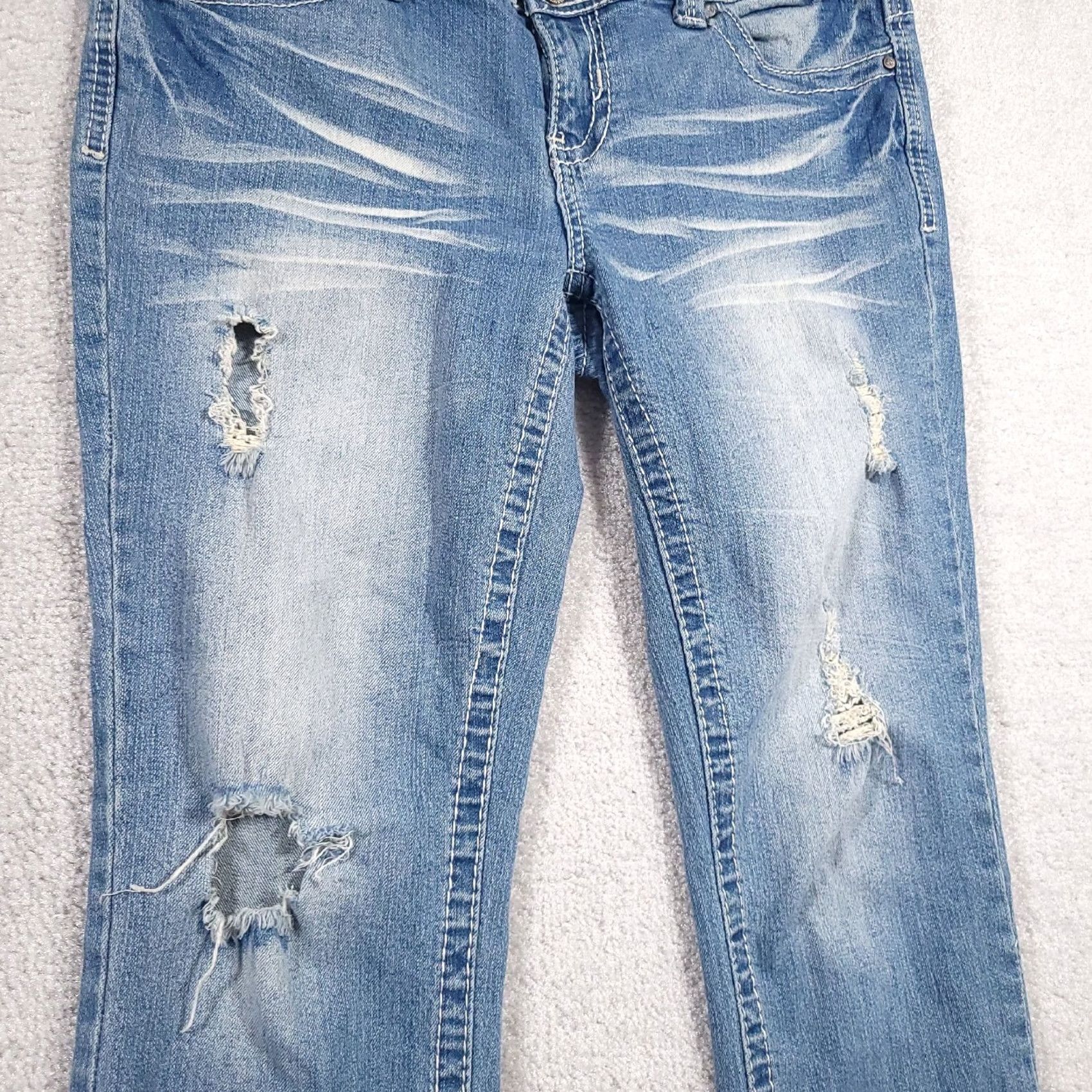 Vintage Vanity Capri Jeans Women's 29 33X21.5 Double Button Premium Collection Cuffed Jeans Capris 5-Pocket Denim Blue Slim Adult Womens Size 29" - 4 Thumbnail