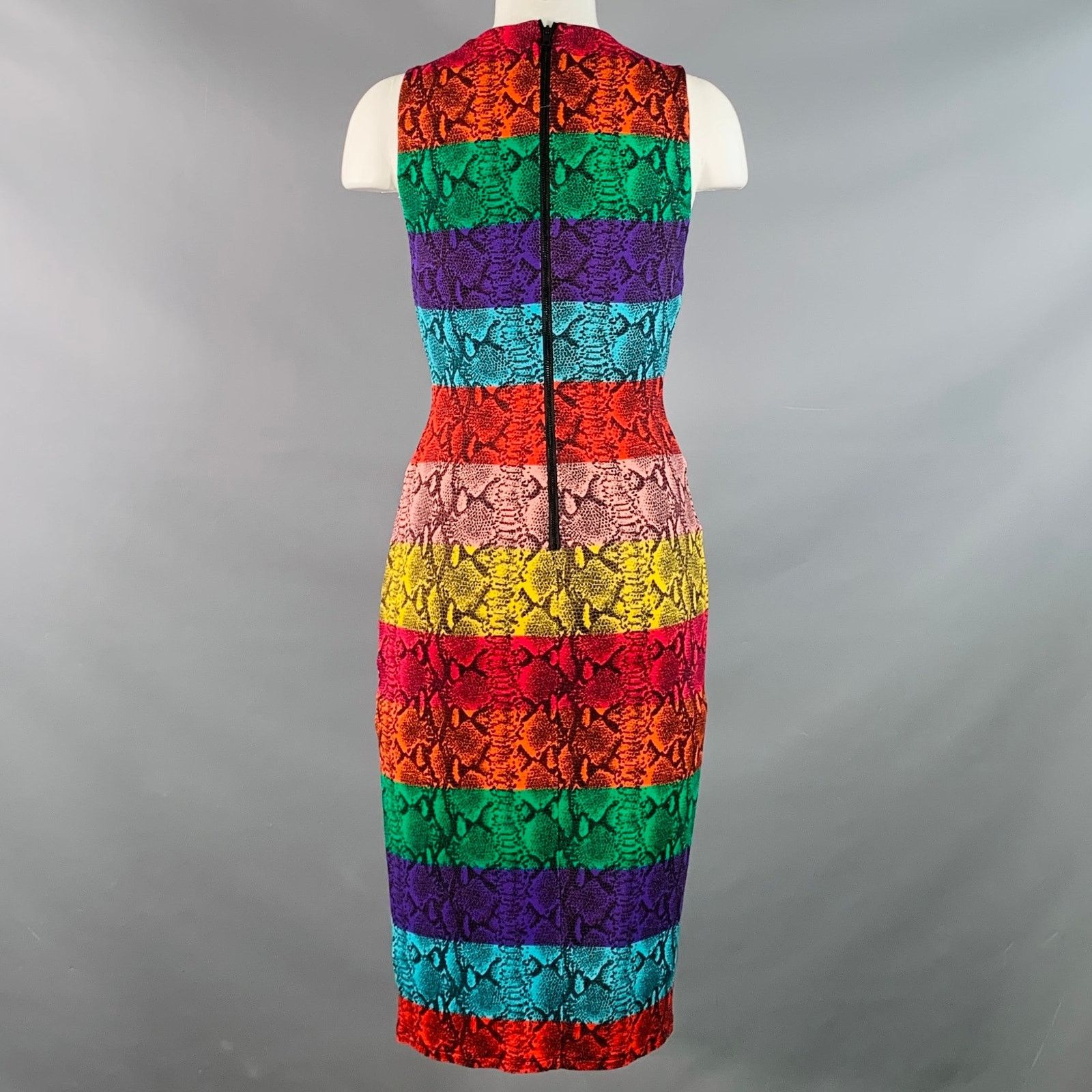 Alice + Olivia Multi Color Viscose Animal Print Stripe Shift Midi Dress Size XS / US 0-2 / IT 36-38 - 4 Thumbnail
