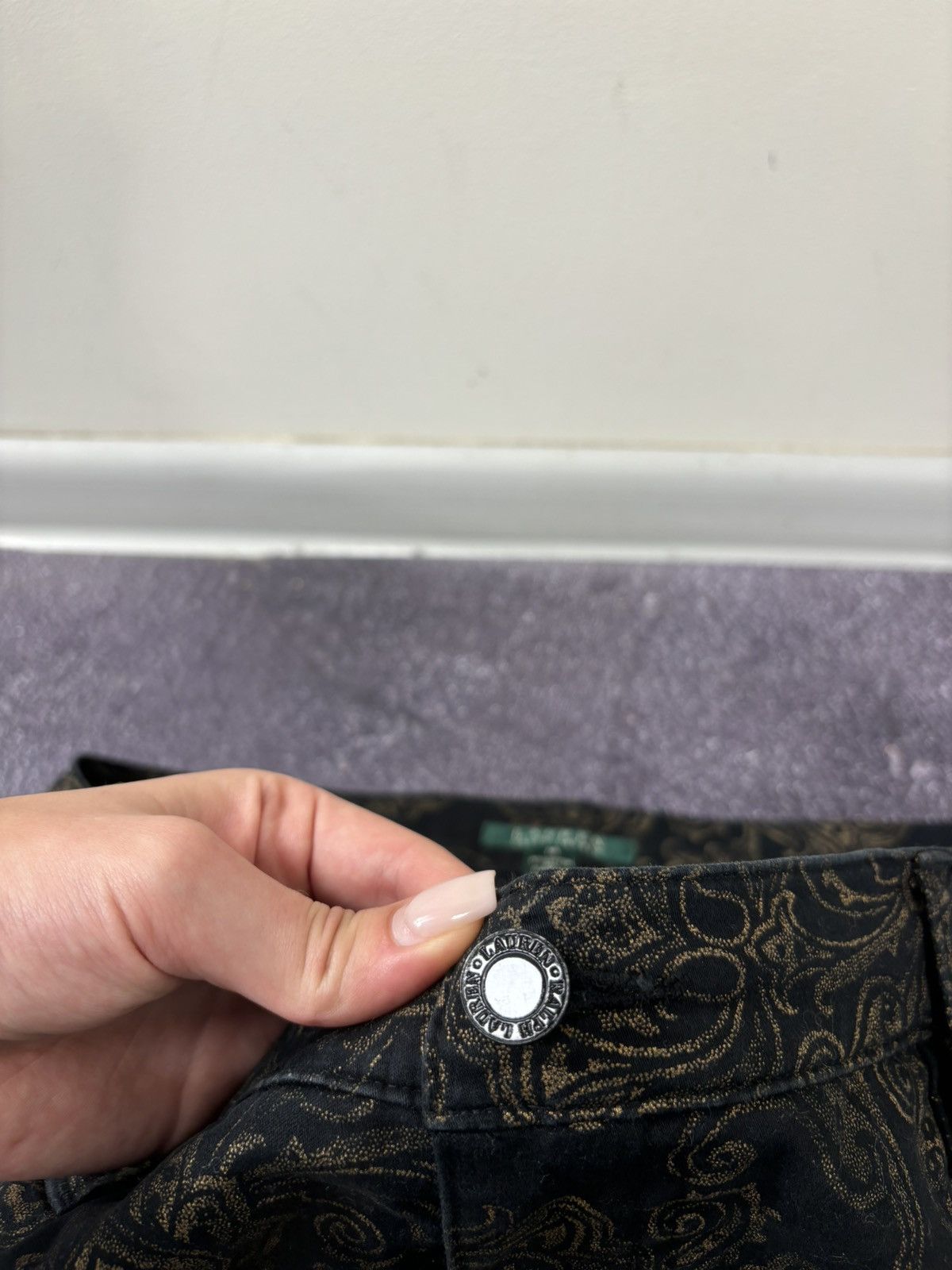 Lauren Ralph Lauren Lauren Ralph Lauren Women’s Gold Floral Black Pants Jeans Size 36" / US 14 / IT 50 - 9 Thumbnail