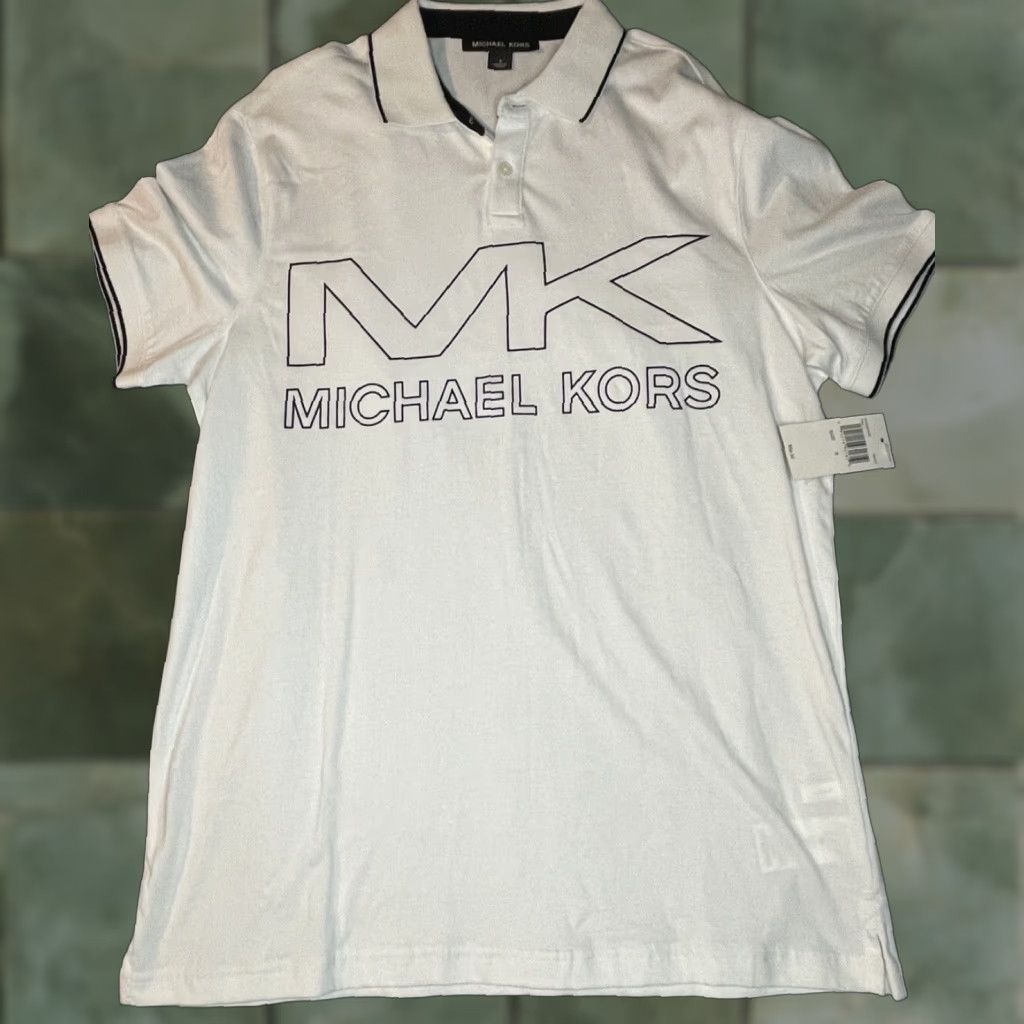 Michael Kors Michael Kors Polo Shirt Men Short Sleeve Size Small White Spell Out Logo NWT 9.50 Shirt Size US S / EU 44-46 / 1 - 1 Thumbnail