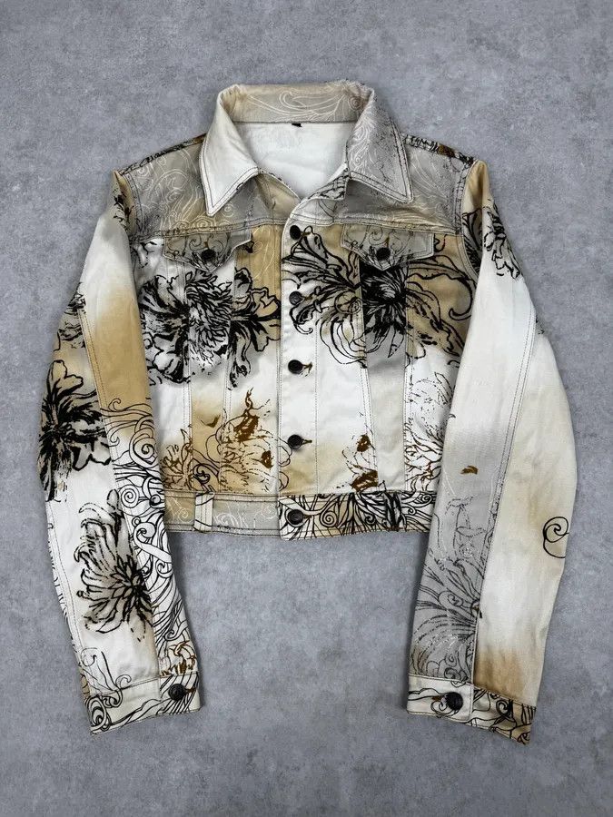 Just Cavalli 2000s Cavalli Beige Floral Buttoned Jacket Size XS / US 0-2 / IT 36-38 - 1 Thumbnail