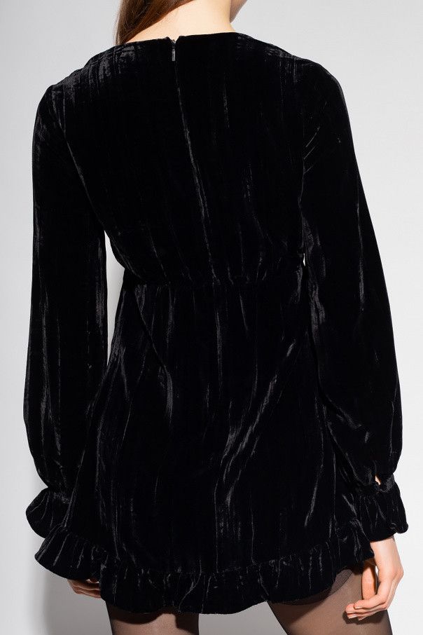 Saint Laurent Paris o1s1wg111124 Short Dress in Matte Velvet in Black Size XS / US 0-2 / IT 36-38 - 4 Thumbnail